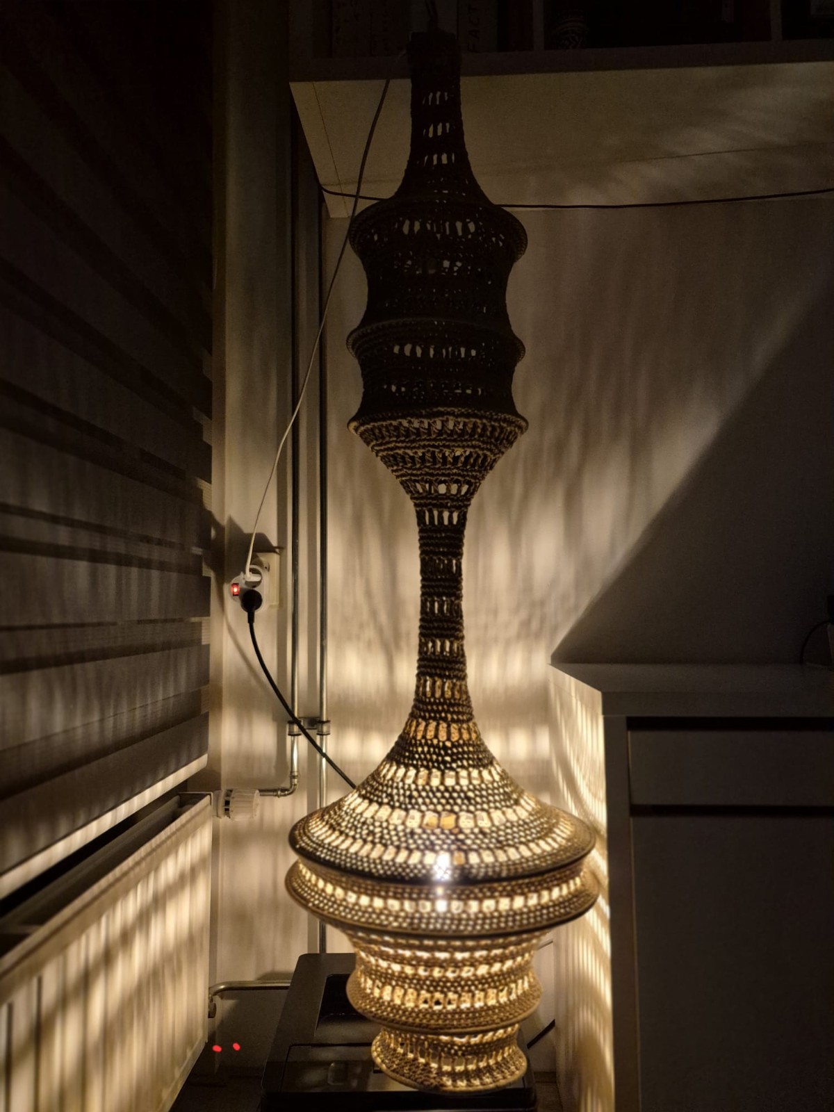 Handmade Moroccan Crochet Pendant Lamp Jouj-Boho Hippie Hanging Light… - 131670 Handmade Moroccan Crochet Pendant Lamp Jouj-Boho Hippie Hanging Light, Sculptural Boho Ceiling Lamp, Warm Ambient Lighting.