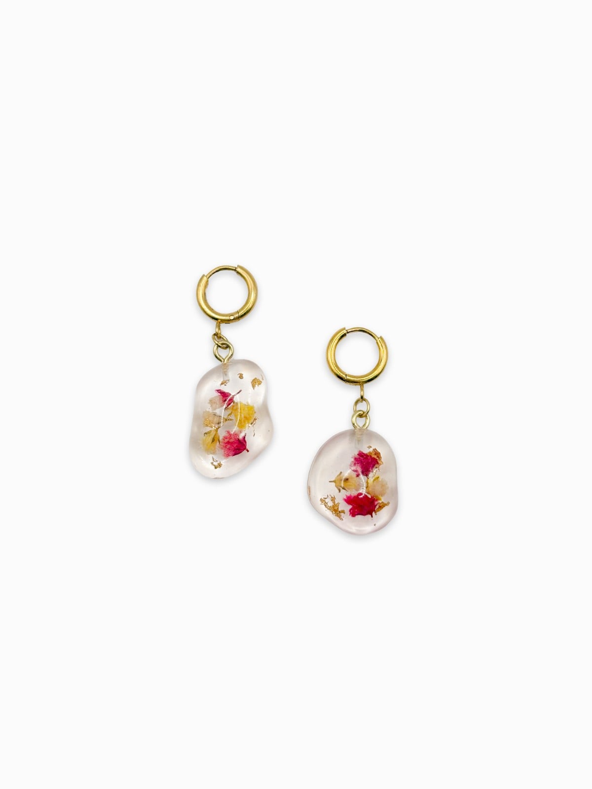 Huggie Hoop Oorbellen met Stenen Gevuld Echte Bloemen uit Lugano (Str… - 131844 Huggie Hoop Oorbellen met Stenen Gevuld Echte Bloemen uit Lugano (Strawberry Lemonade)