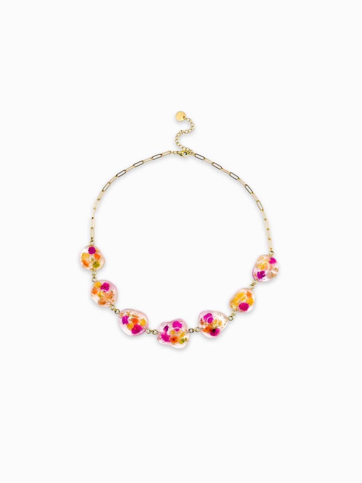 Ketting met Stenen Gevuld met Echte Bloemen uit Den Haag (Fleur de Soleil)