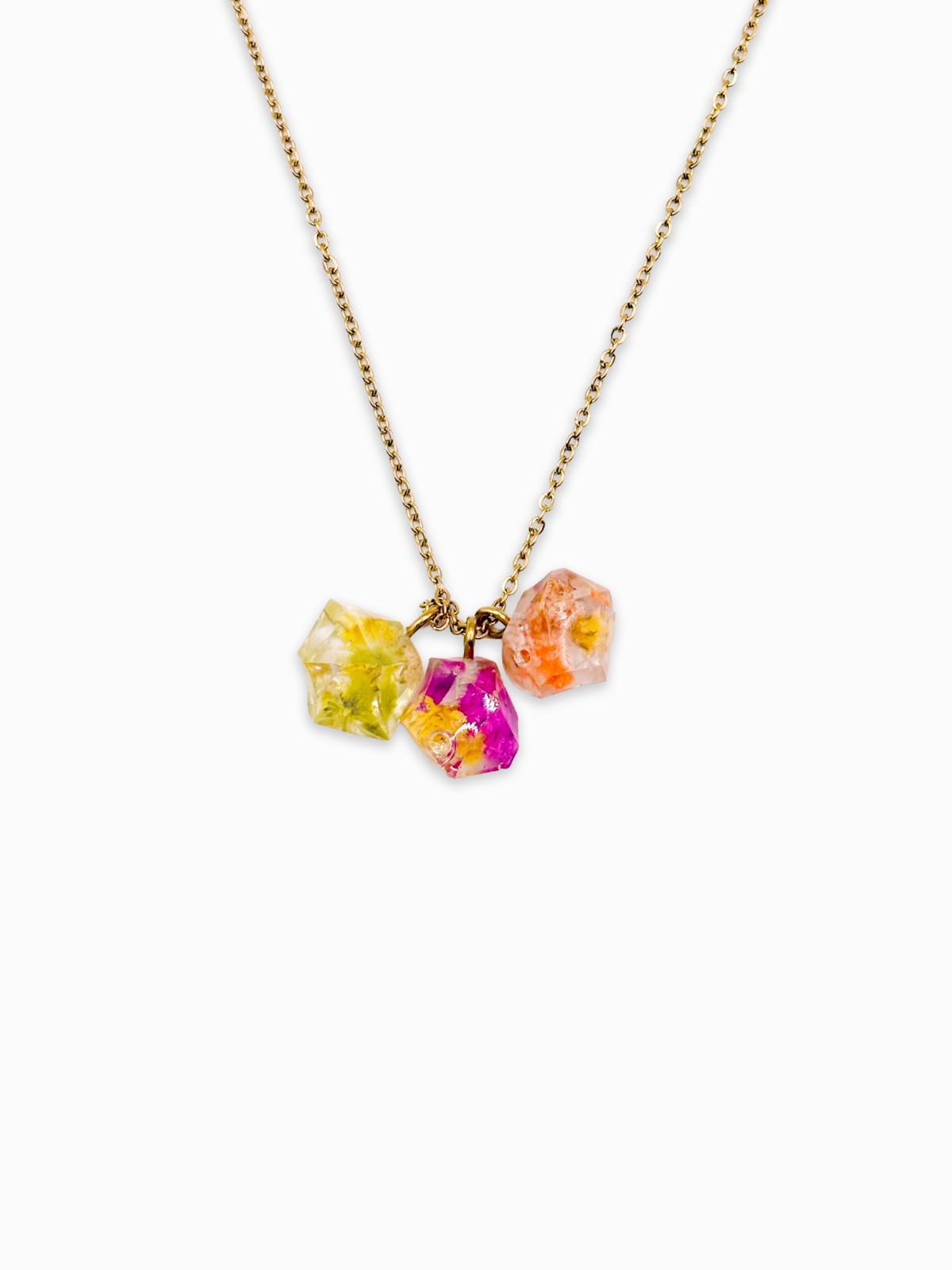 Kristalvormige Cluster Ketting met Echte Bloemen uit Den Haag (Fleur de Soleil)