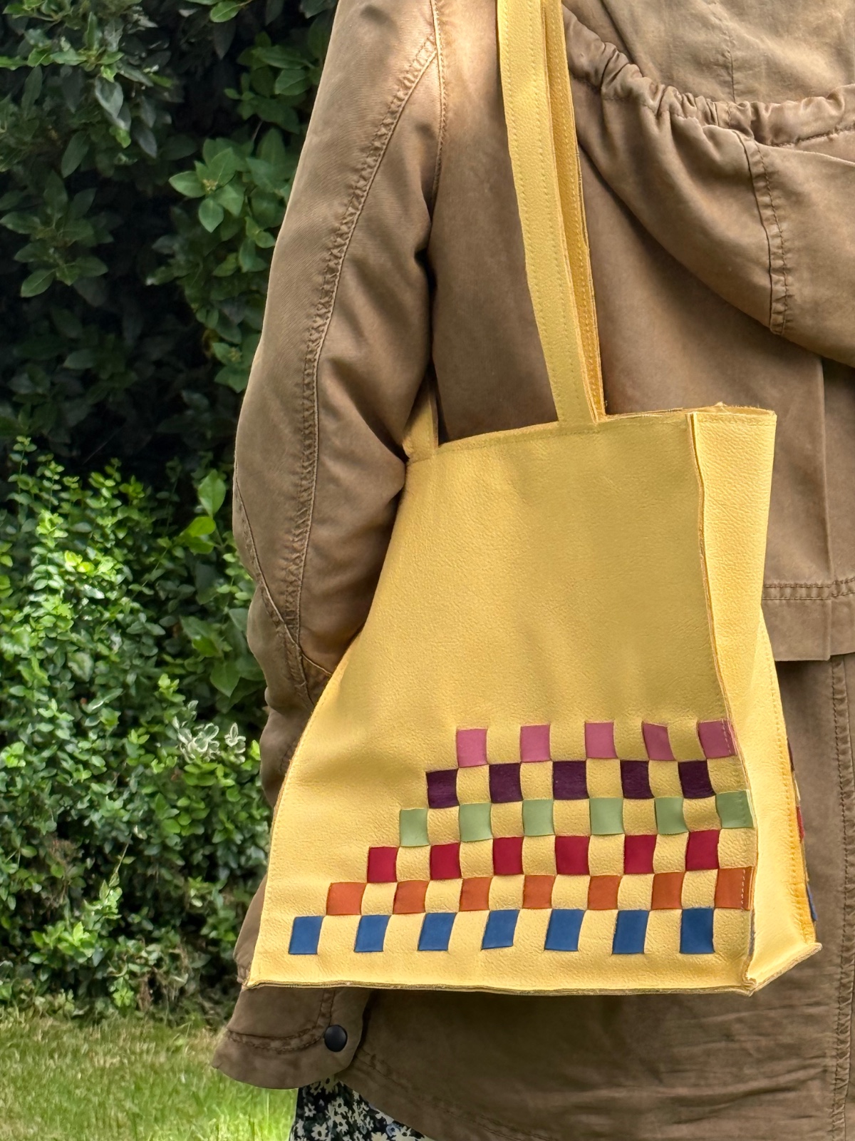 Lederen vlechtwerk-tas Banaan, groot - 135949 Lederen vlechtwerk-tas Banaan, groot
