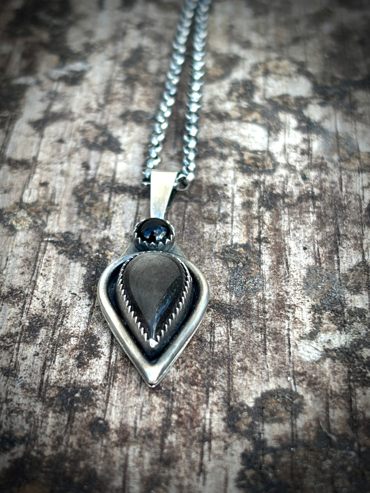Obsidiaan Hanger Zilver met Zwarte Onyx | Handgemaakte Edelsteen Hanger van 925 Sterling Zilver✨🖤