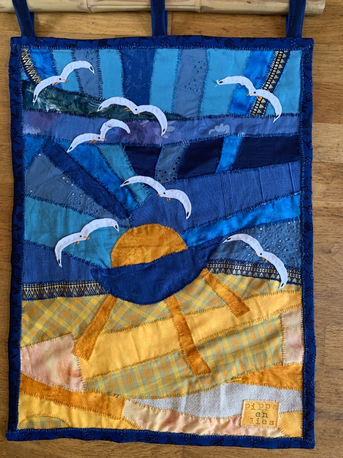 Patchwork wandkleed met meeuwen - 133713 Patchwork wandkleed met meeuwen