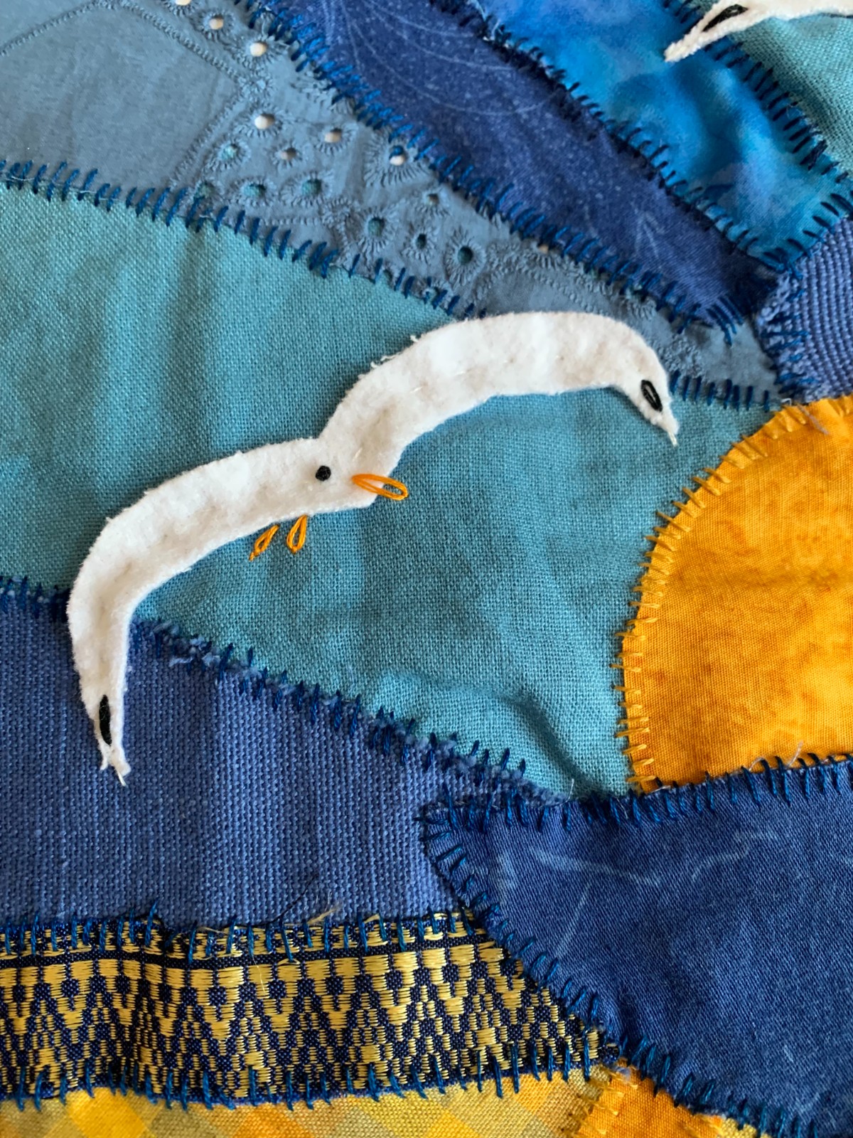 Patchwork wandkleed met meeuwen - 133714 Patchwork wandkleed met meeuwen