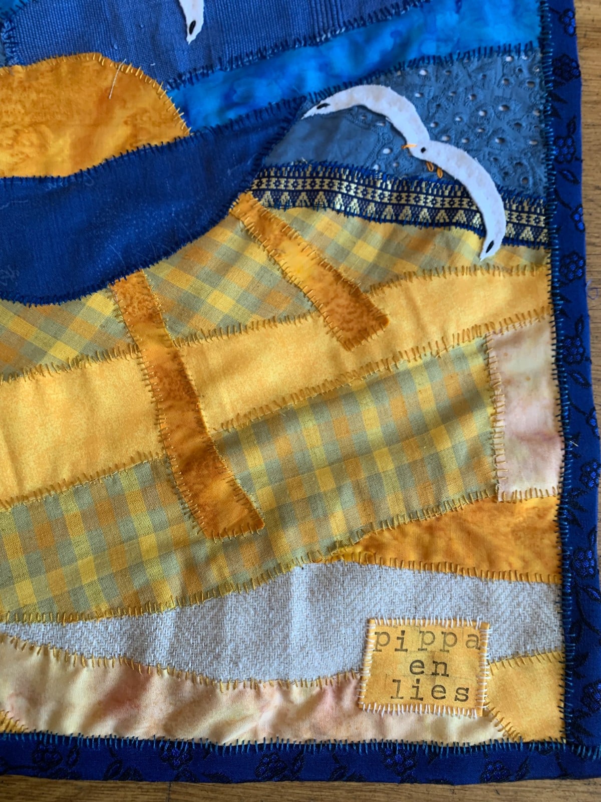 Patchwork wandkleed met meeuwen - 133715 Patchwork wandkleed met meeuwen