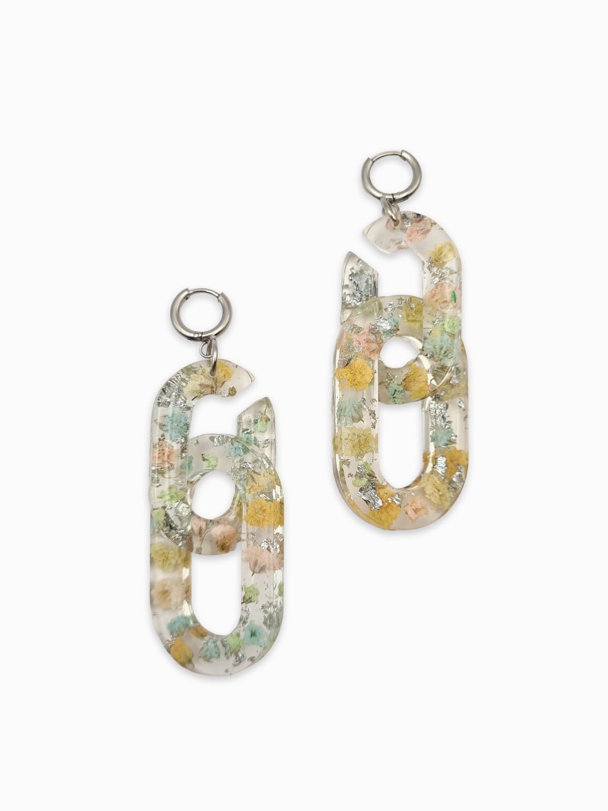 Schakelvormige Oorbellen met Pastelkleurige Bloemen (Eternal Spring) - 132704 Schakelvormige Oorbellen met Pastelkleurige Bloemen (Eternal Spring)