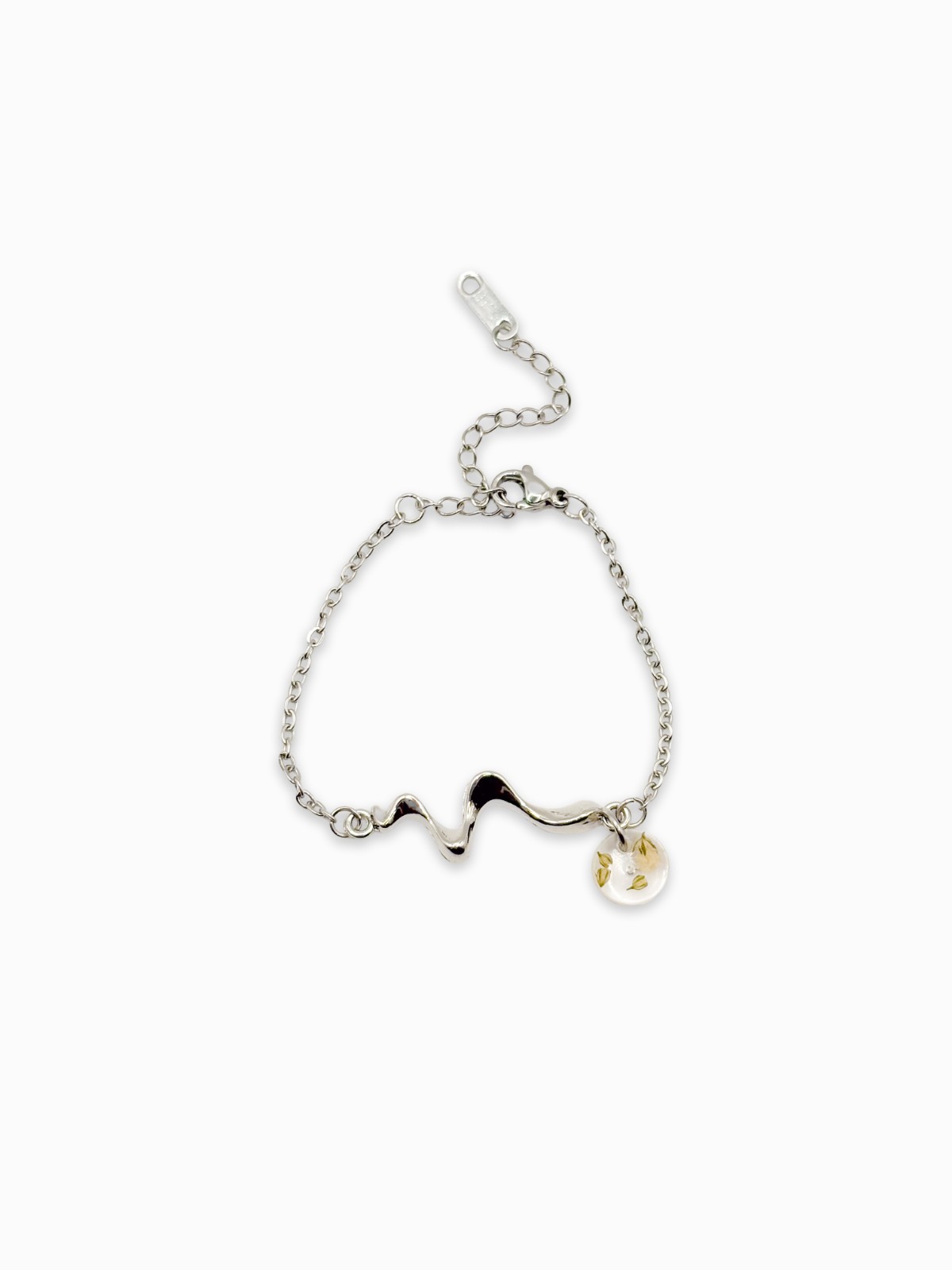 Sierlijke Armband met Ronde Hanger Gevuld met Echt Gipskruid (The Classics)