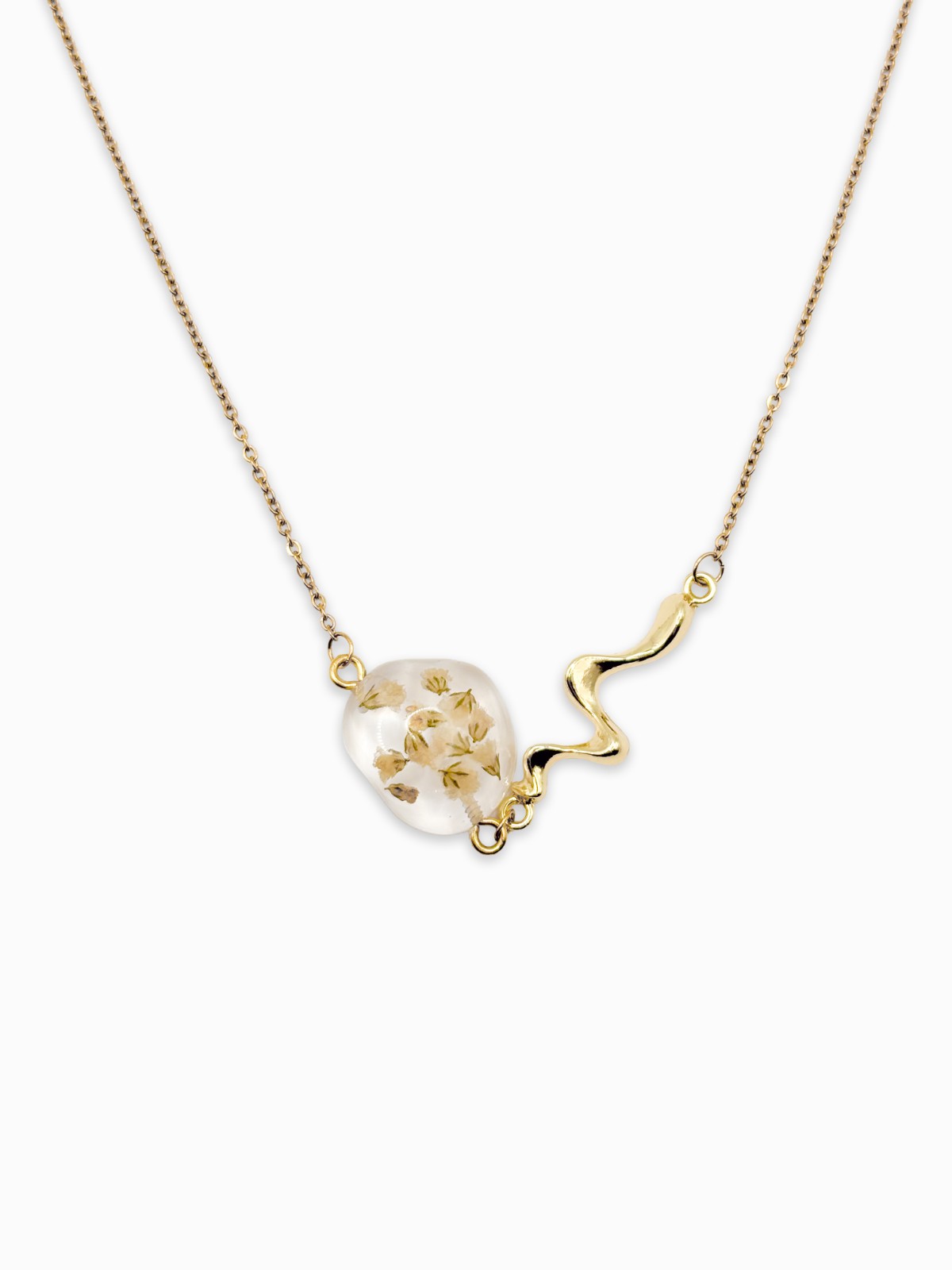 Sierlijke Ketting met Steen Gevuld met Echt Gipskruid (The Classics) - 132667 Sierlijke Ketting met Steen Gevuld met Echt Gipskruid (The Classics)