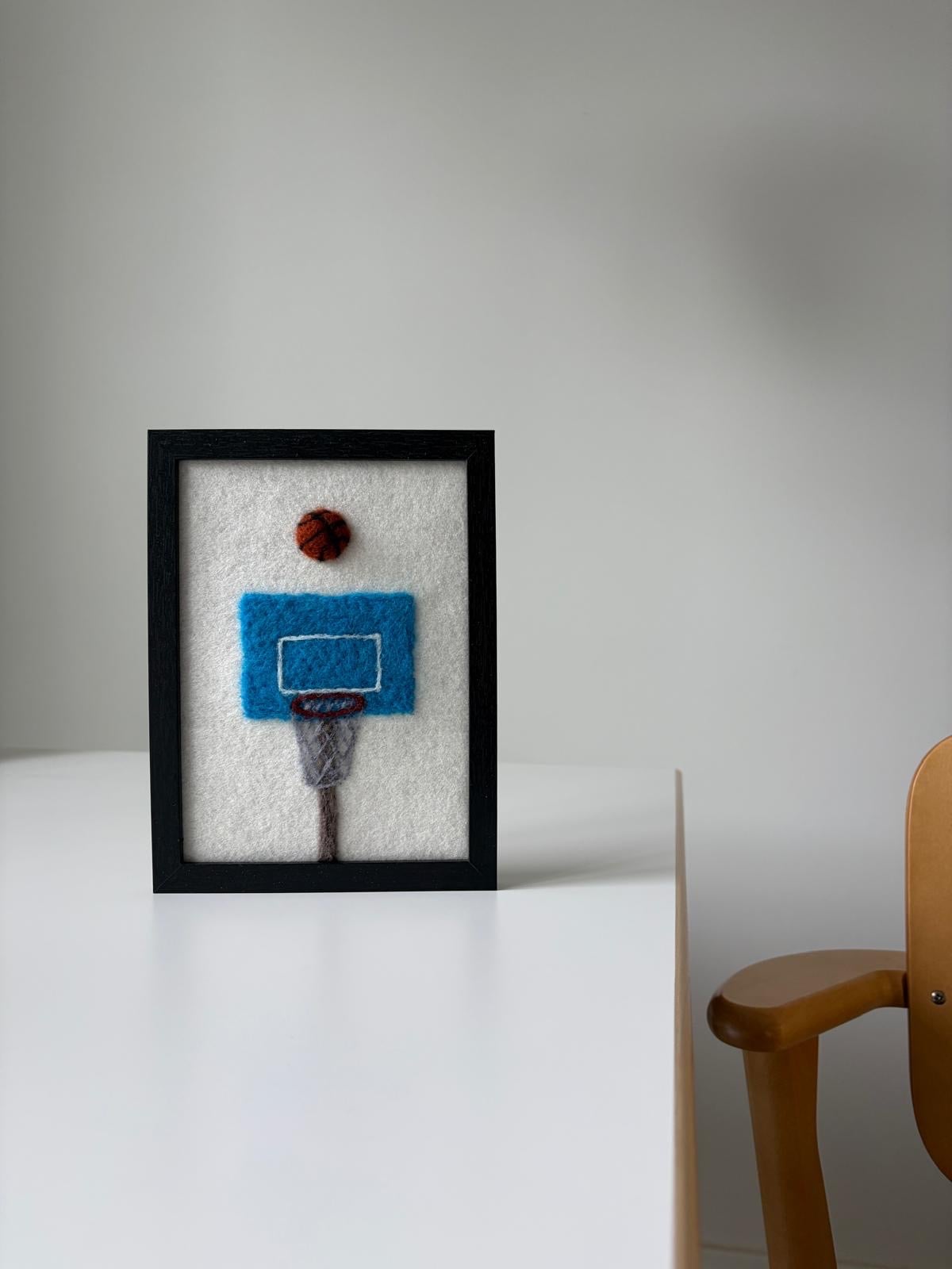 Basketbal - een uniek handgemaakt werk van wol
