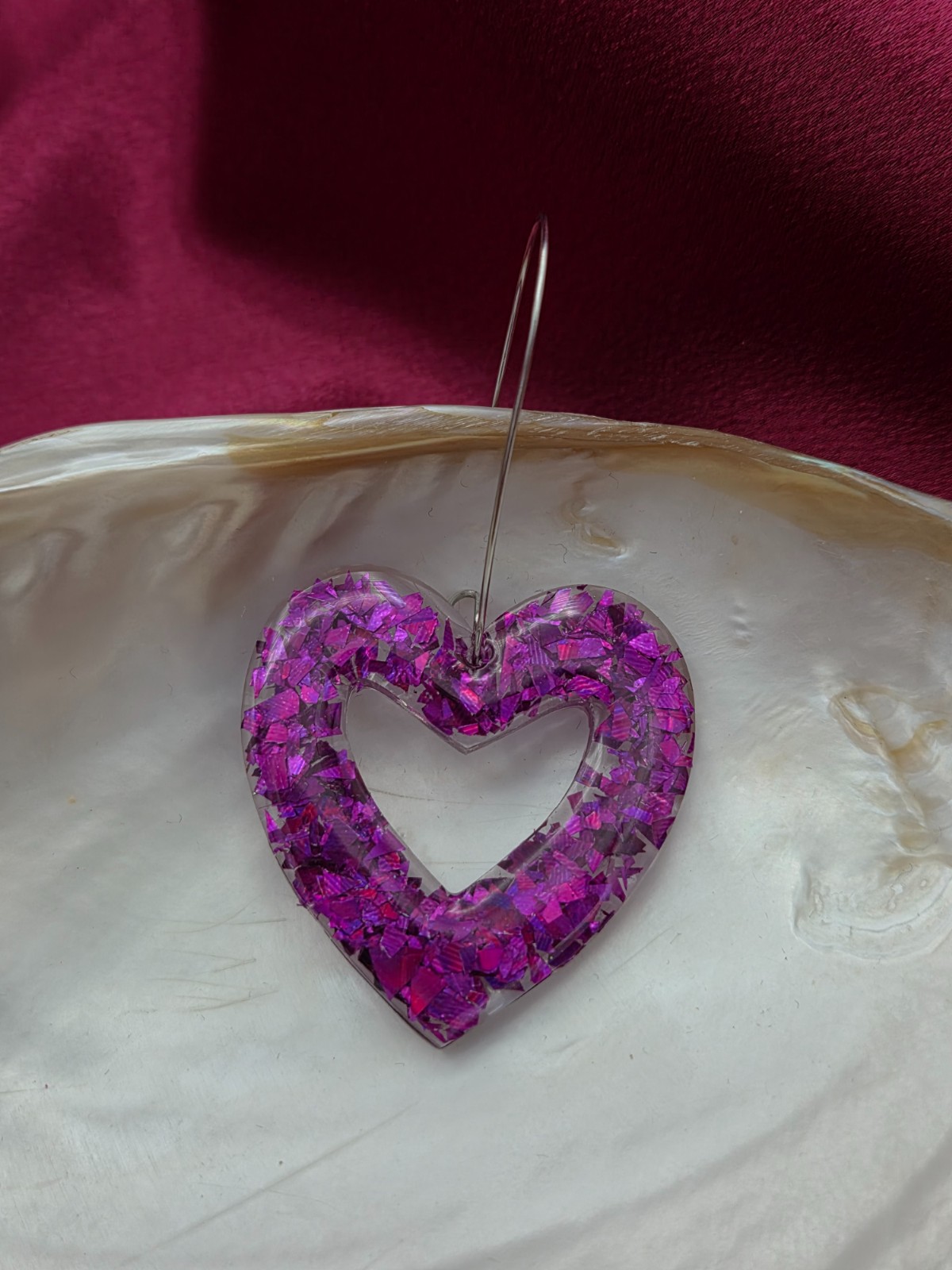 Epoxy oorbellen 'hart open'
