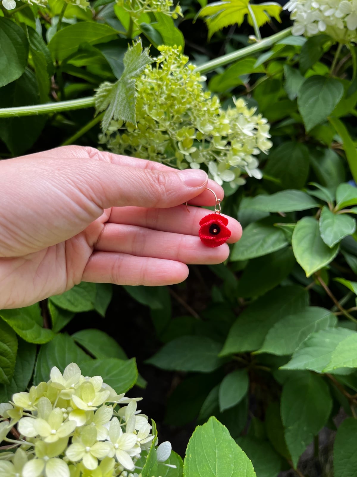 Gehaakte Klaproos Oorbellen - 137687 Micro Gehaakte Klaproos Oorbellen