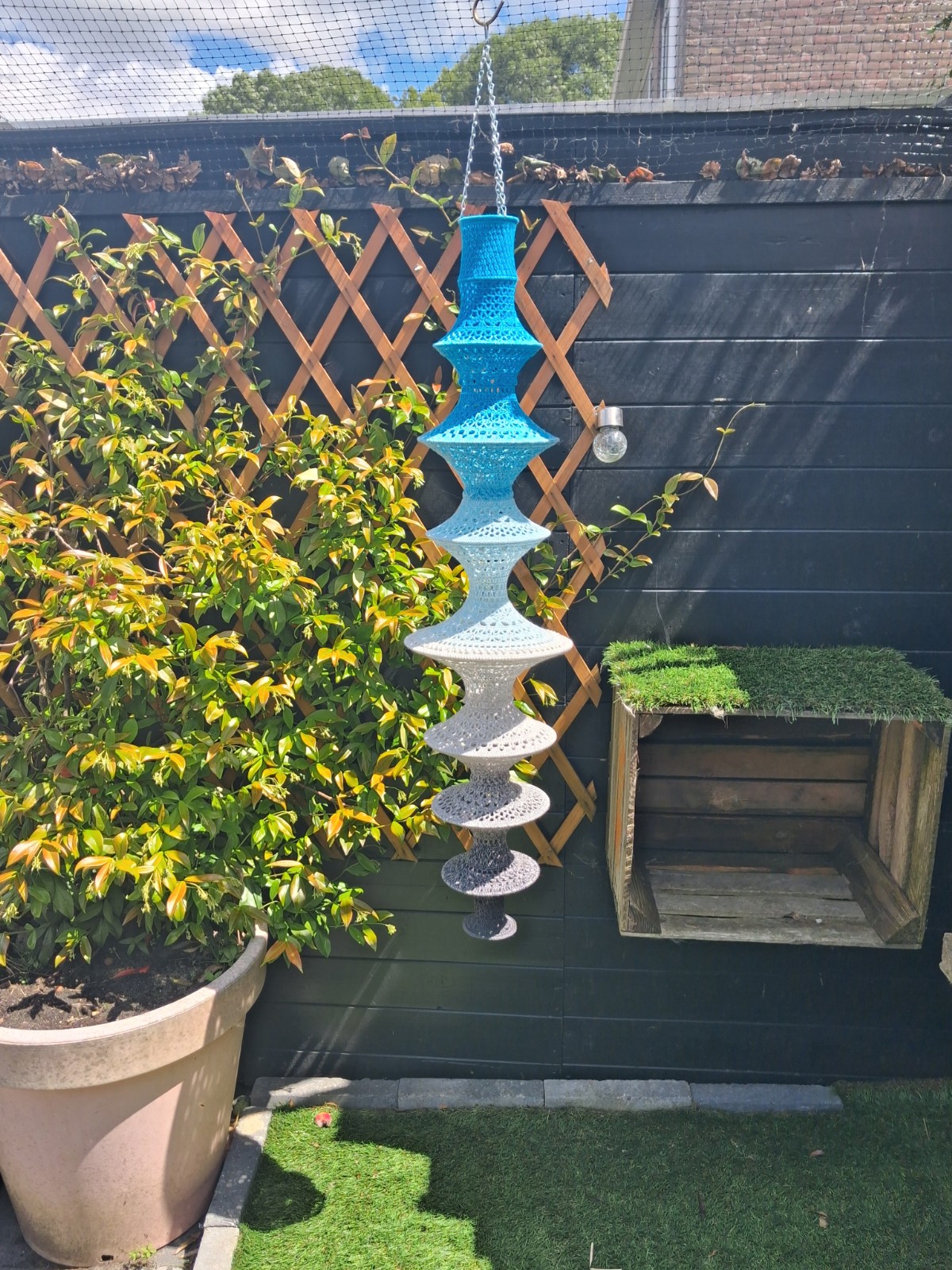Handgemaakte gehaakte hanglamp van katoen – bohemian woondecoratie - 140549 Handgemaakte gehaakte hanglamp van katoen – bohemian woondecoratie