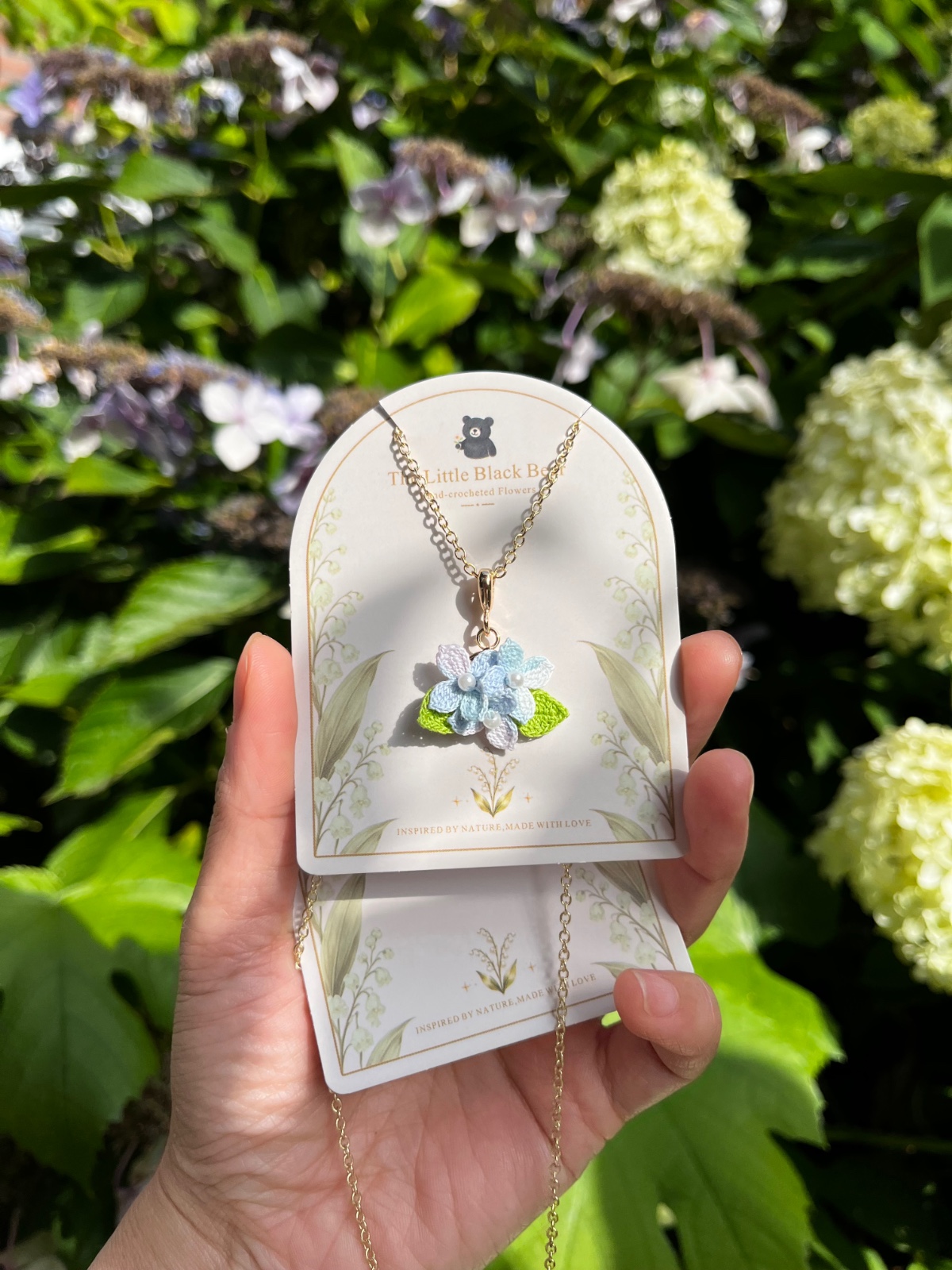 Micro Gehaakte Hortensia ketting