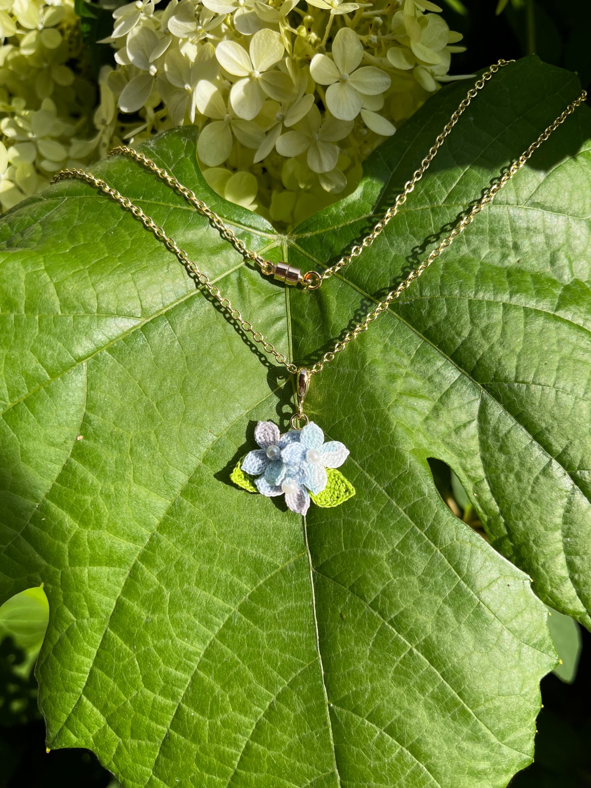 Micro Gehaakte Hortensia ketting