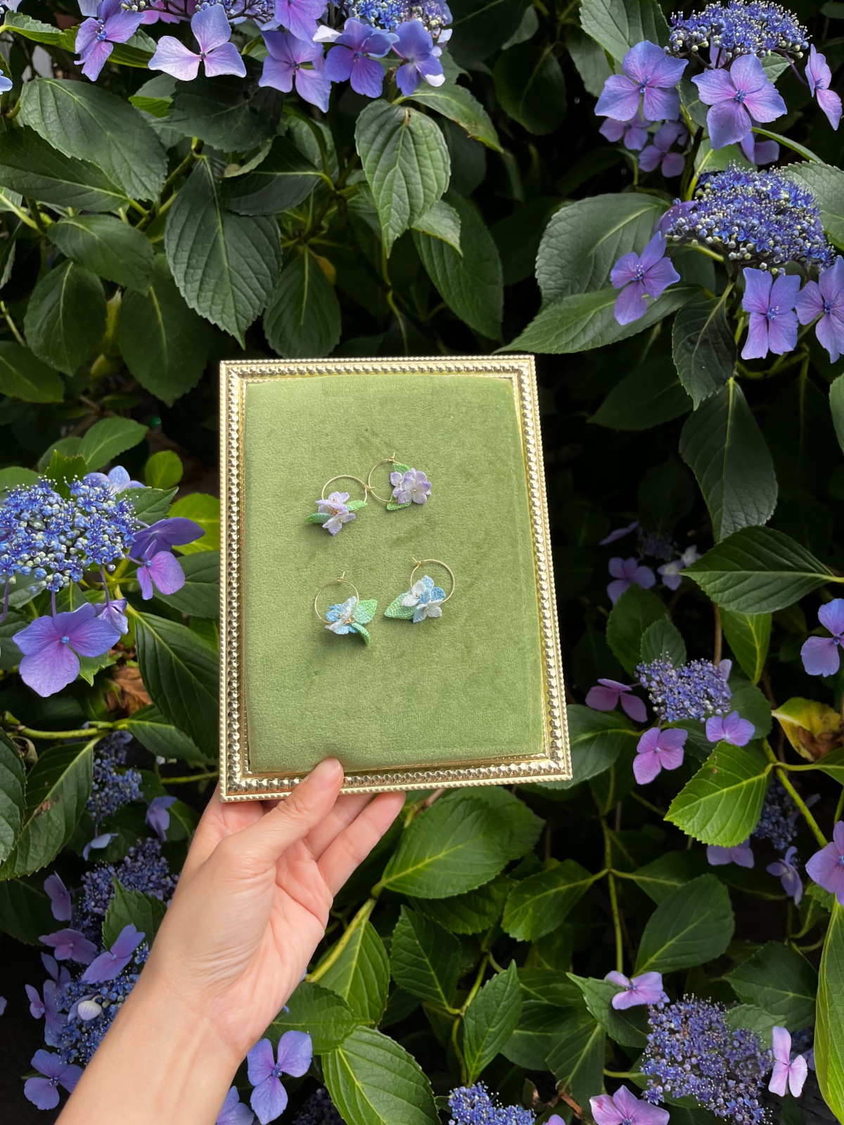 Micro Gehaakte Hortensia Oorringen Oorbellen