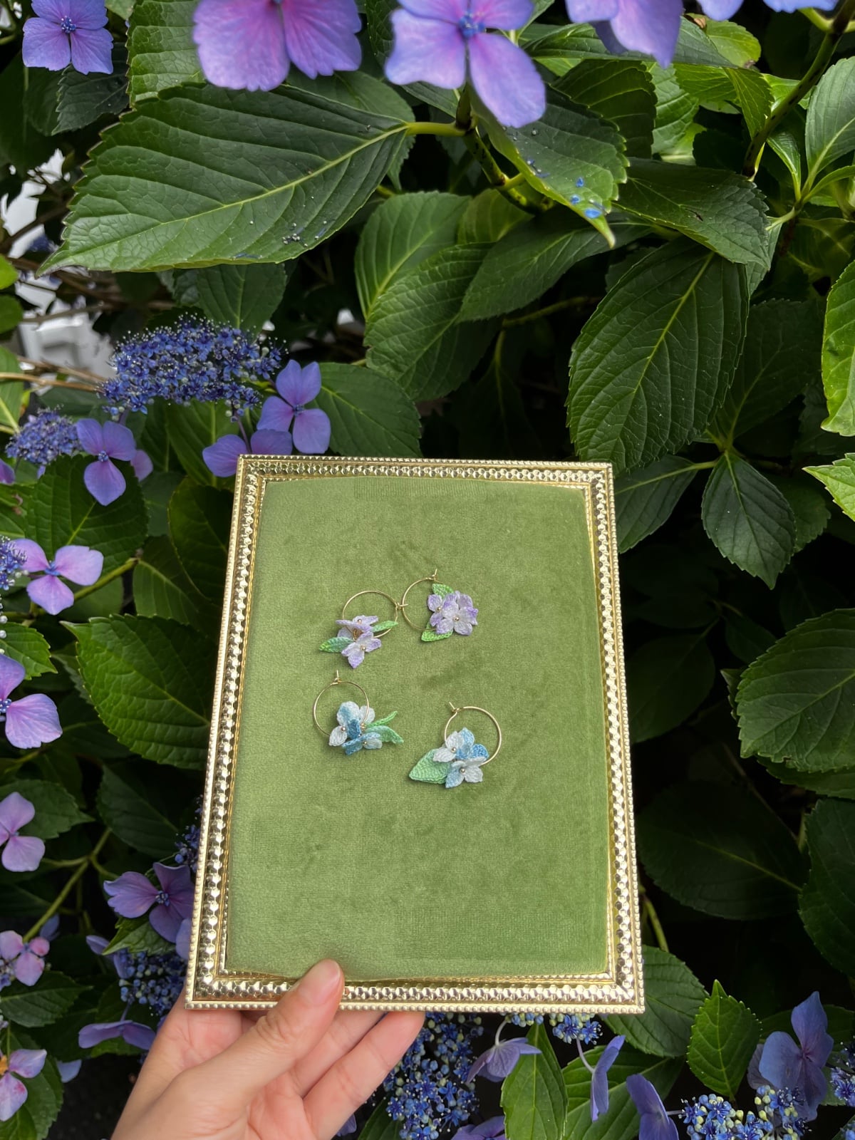 Micro Gehaakte Hortensia Oorringen Oorbellen