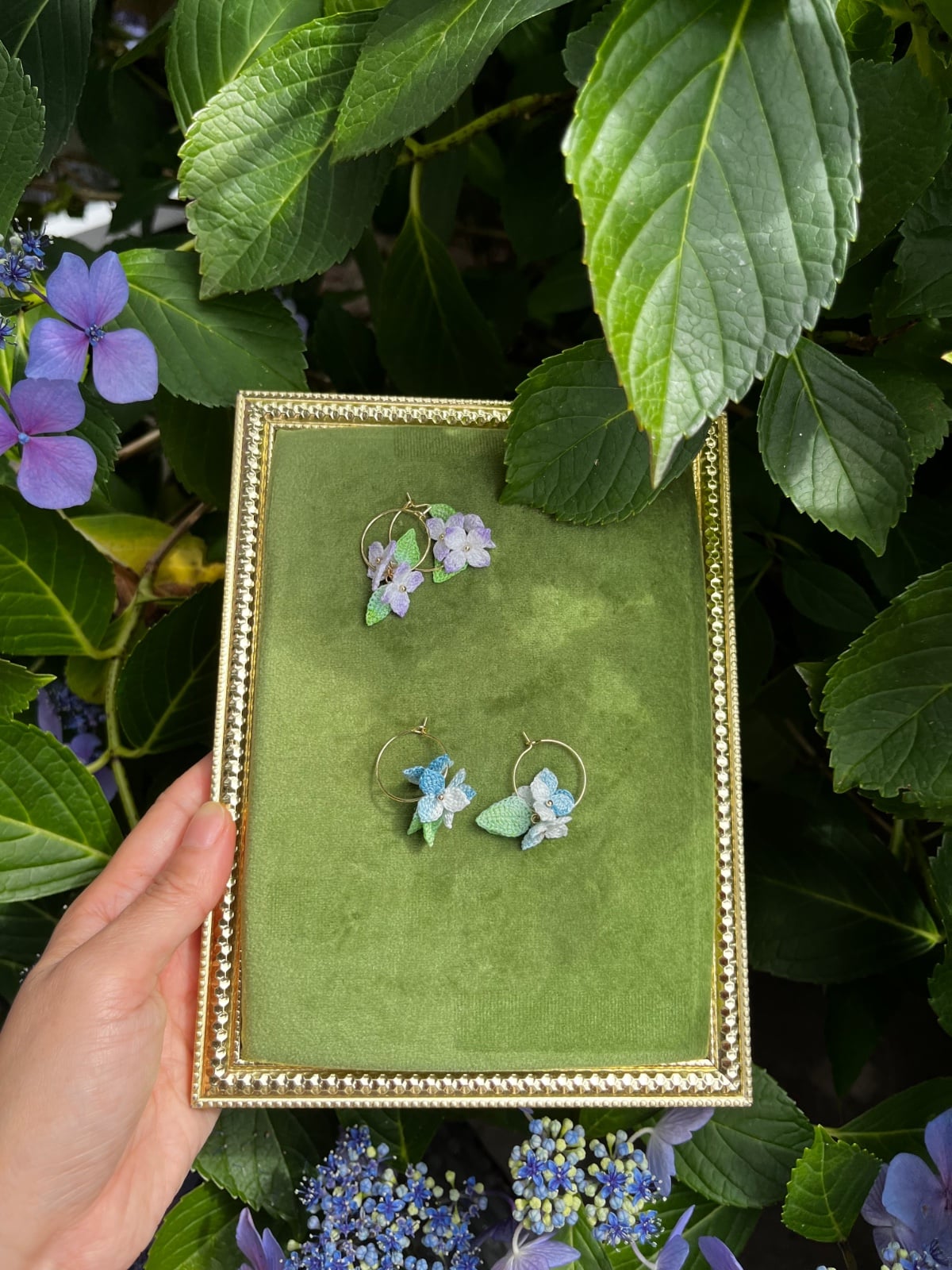 Micro Gehaakte Hortensia Oorringen Oorbellen