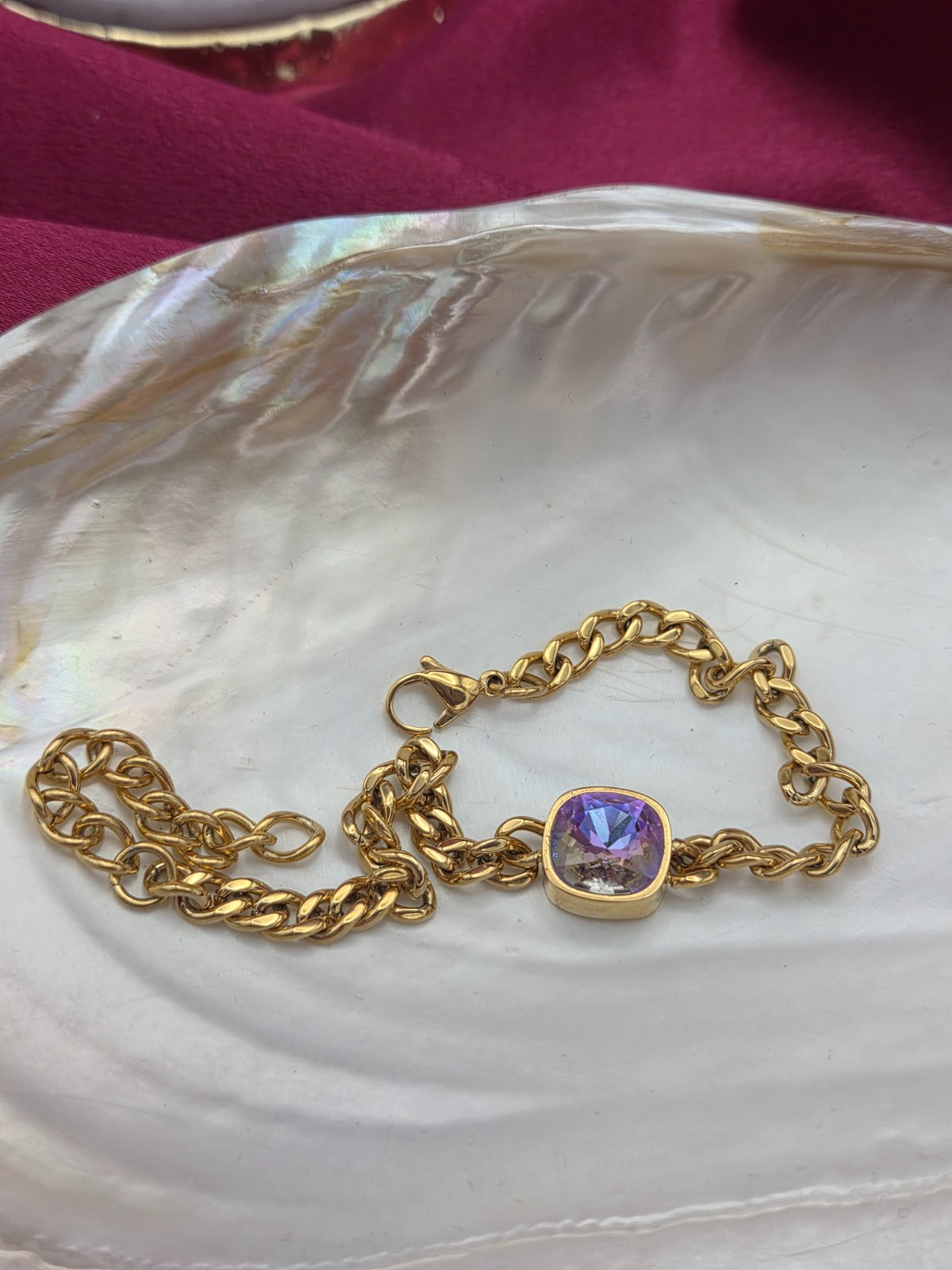 RVS armband ingelegd met Oostenrijks kristal - Goud