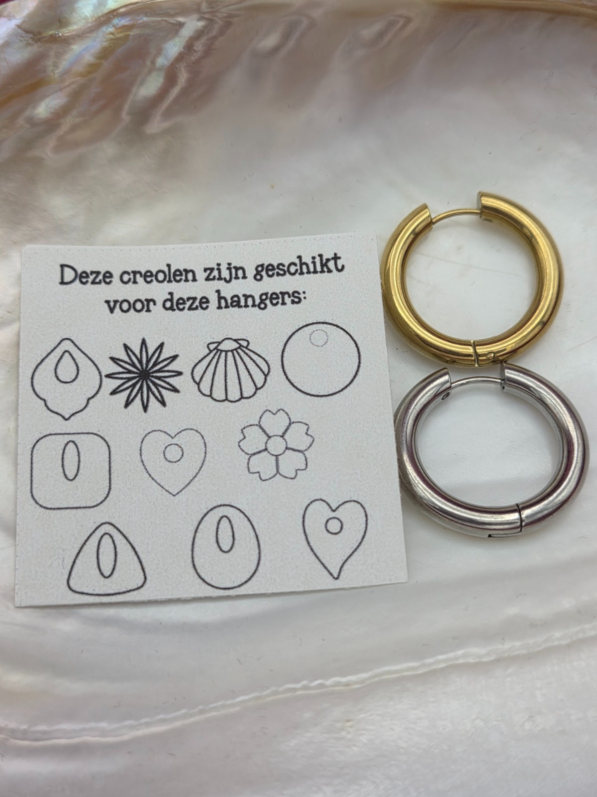 RVS creolen voor epoxy hangers - rond groot