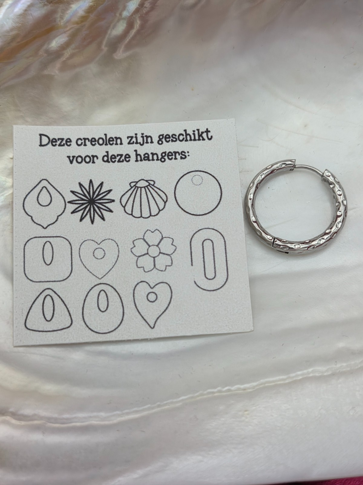 RVS creolen voor epoxy hangers - Rond met print