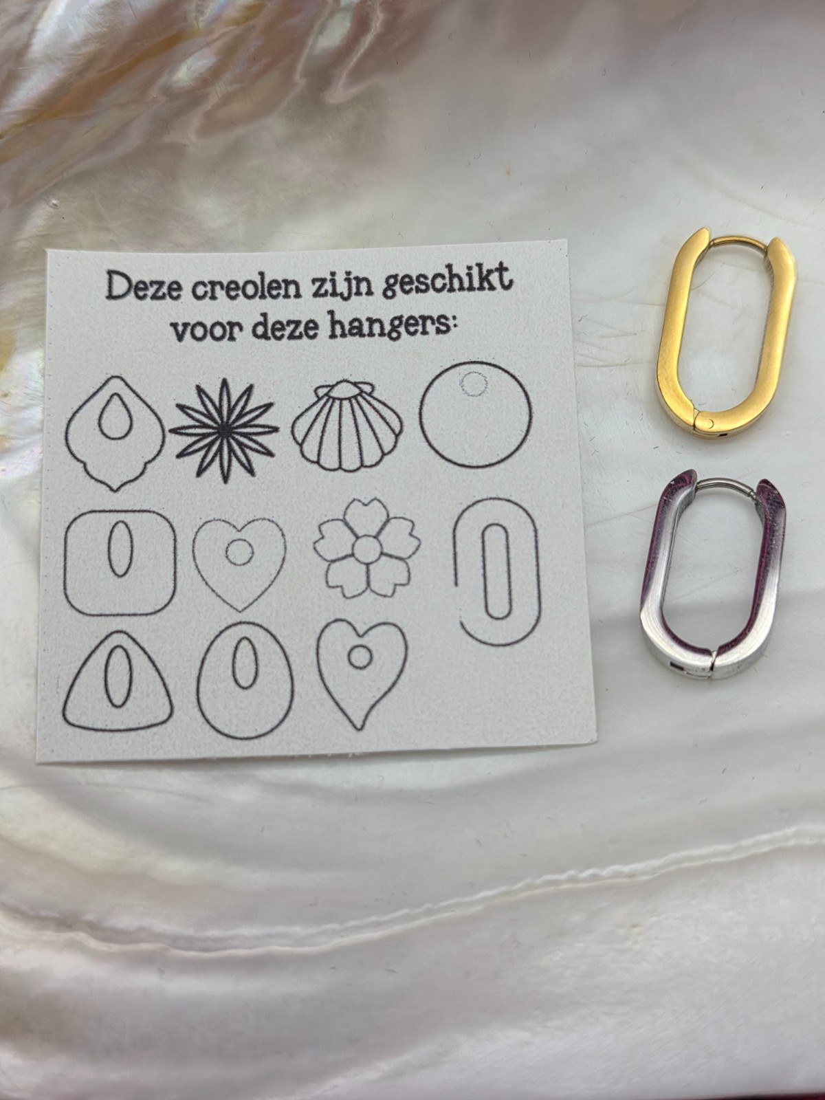 RVS creolen voor epoxy hangers - U groot