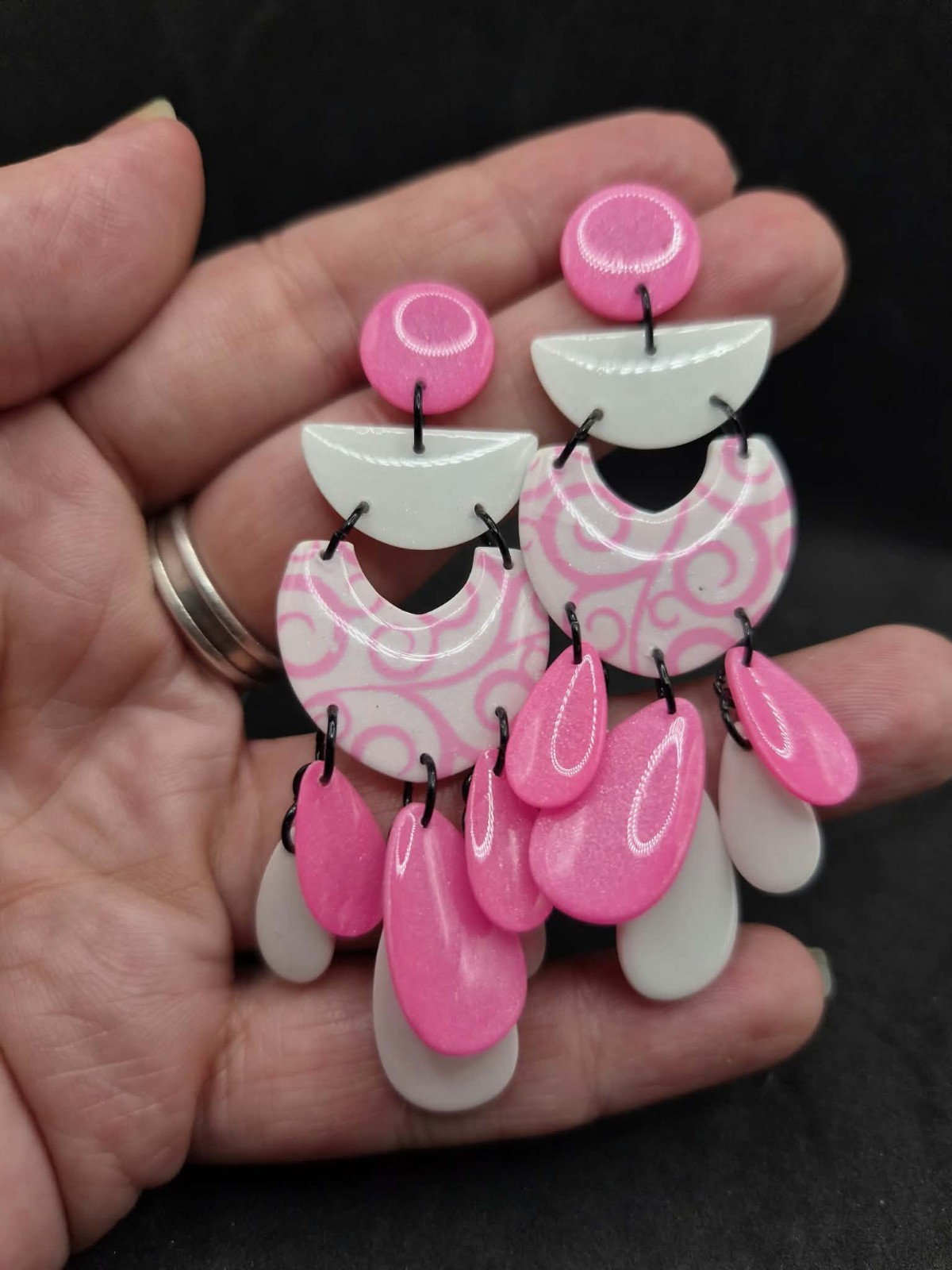Statement piece oorbellen handgemaakt van polymeer klei