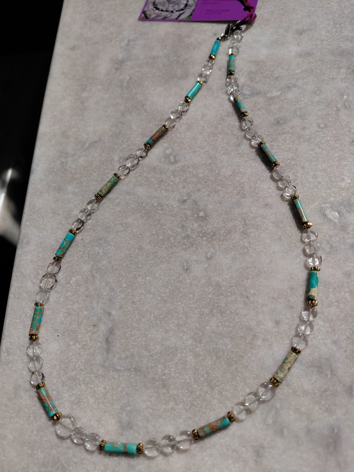 Chandelier: ketting met regaliet jaspis, bergkristal en hematiet