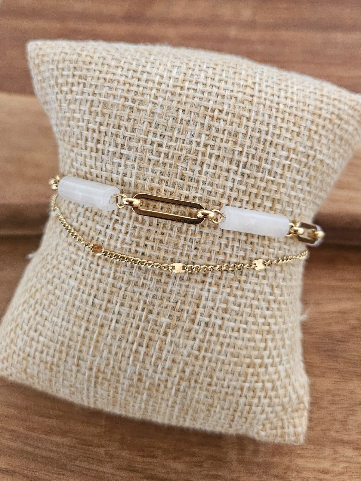 Dubbele armband met Kwarts – RVS 16K verguld - 147285 Dubbele armband met Kwarts – RVS 16K verguld