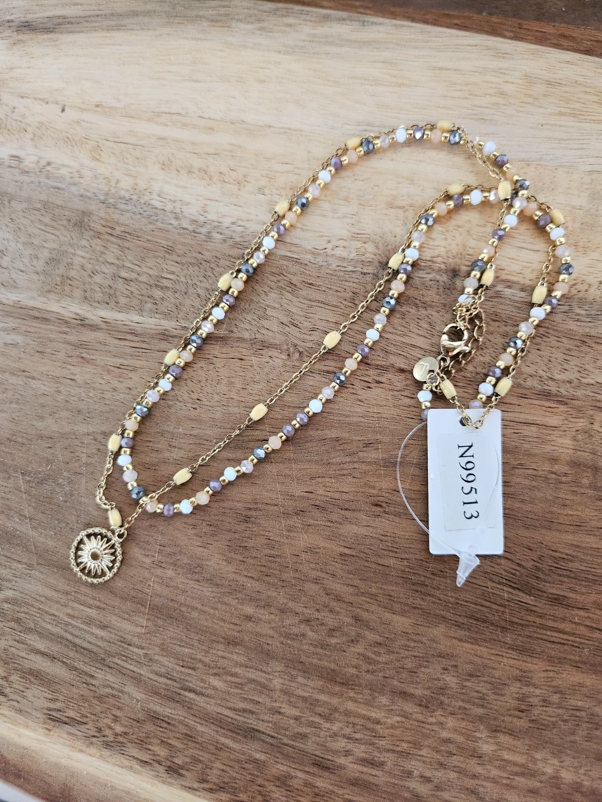 Dubbele ketting met zonhanger – RVS verguld - 147317 Dubbele ketting met zonhanger – RVS verguld
