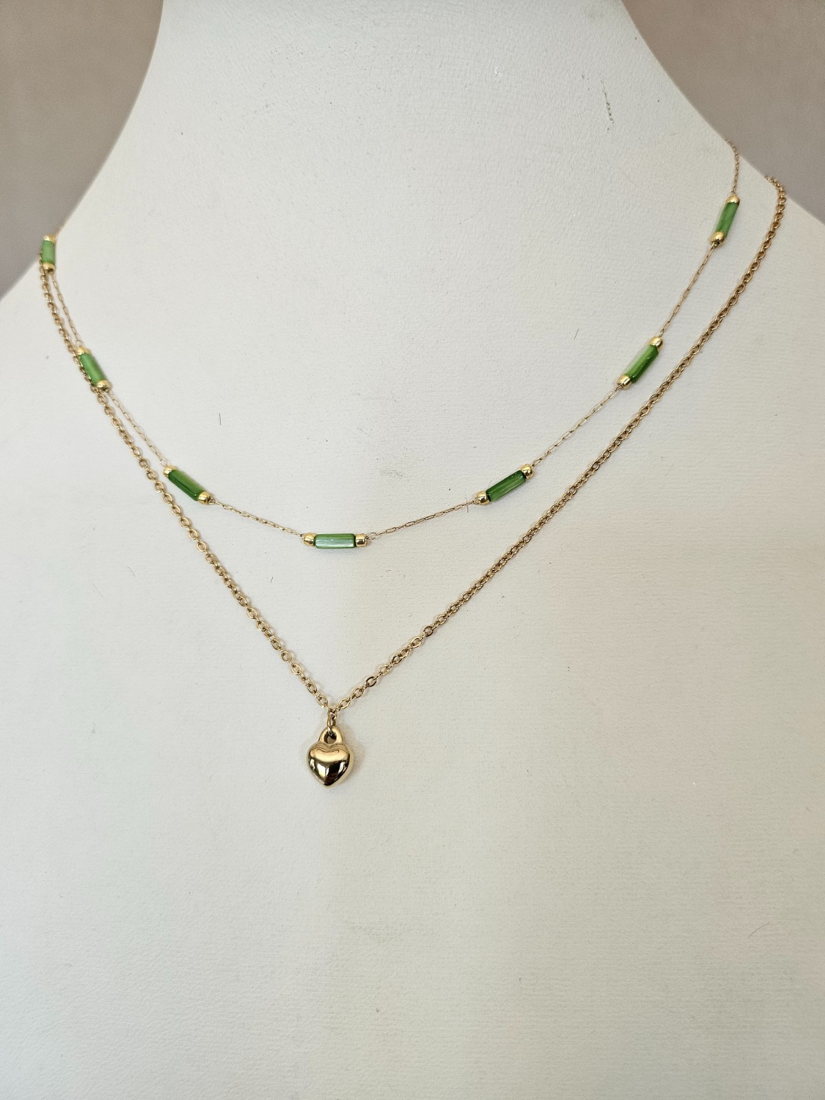 Dubbele ketting RVS verguld met 16K goud – 40 cm - 146633 Dubbele ketting RVS verguld met 16K goud – 40 cm