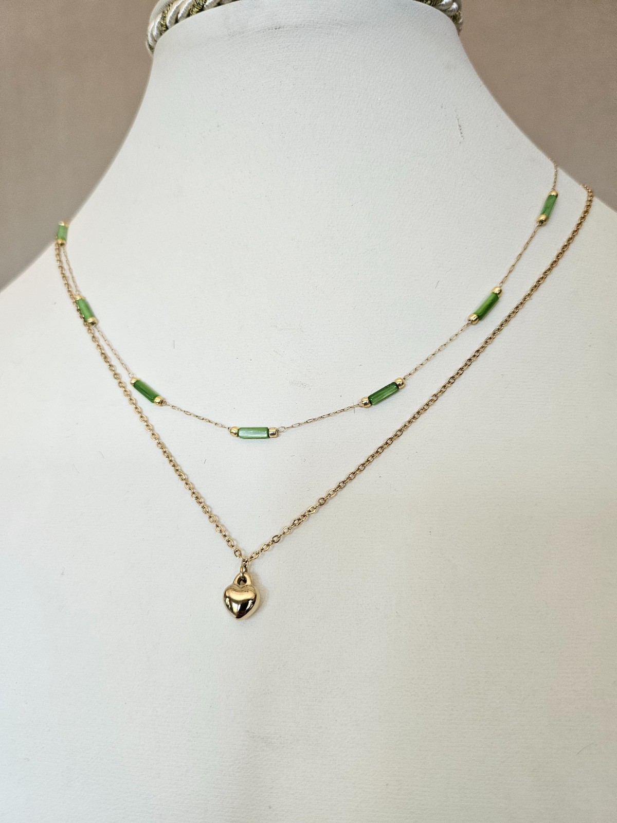 Dubbele ketting RVS verguld met 16K goud – 40 cm - 146635 Dubbele ketting RVS verguld met 16K goud – 40 cm