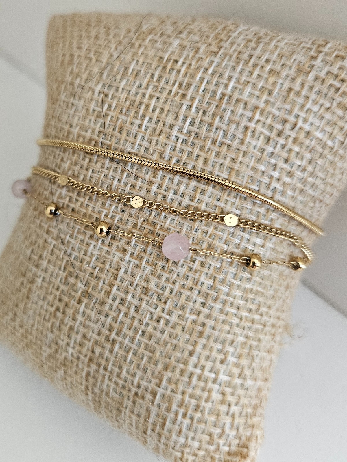 Elegante meerlaagse ketting met kwarts – RVS verguld - 147141 Elegante meerlaagse armband met kwarts – RVS verguld