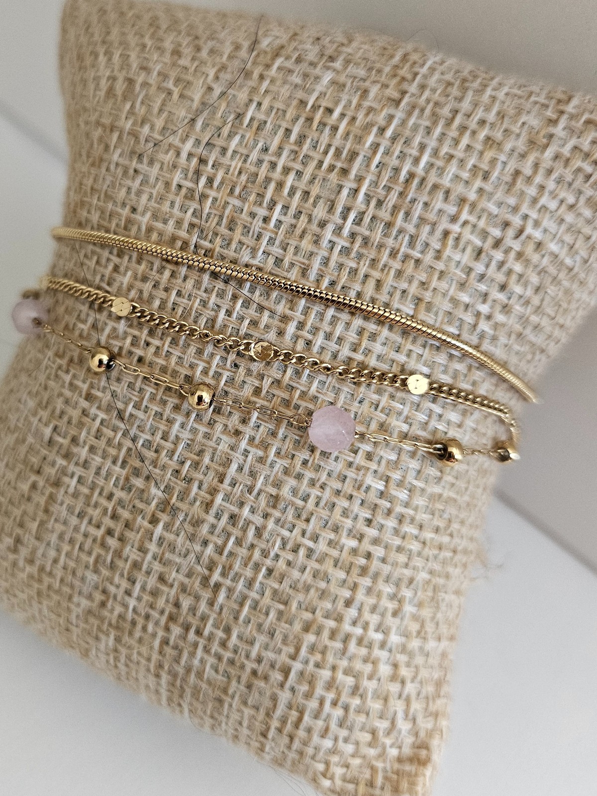 Elegante meerlaagse ketting met kwarts – RVS verguld - 147142 Elegante meerlaagse armband met kwarts – RVS verguld