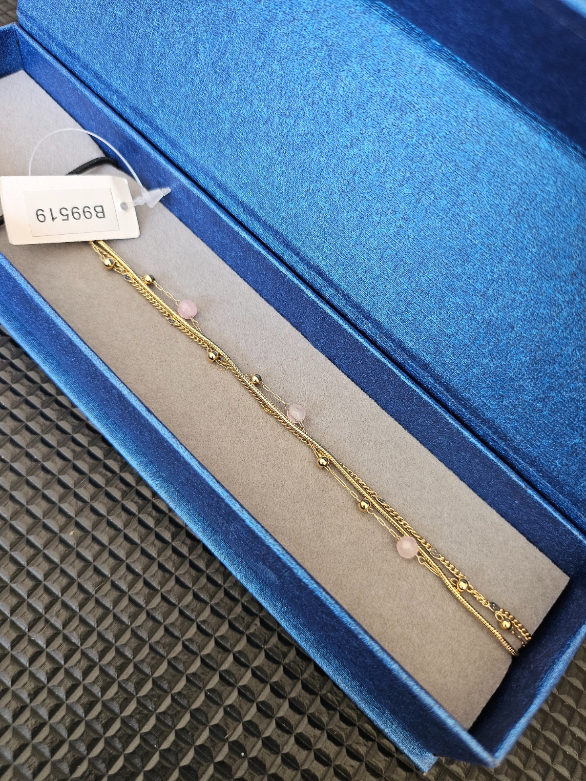 Elegante meerlaagse ketting met kwarts – RVS verguld - 147144 Elegante meerlaagse armband met kwarts – RVS verguld