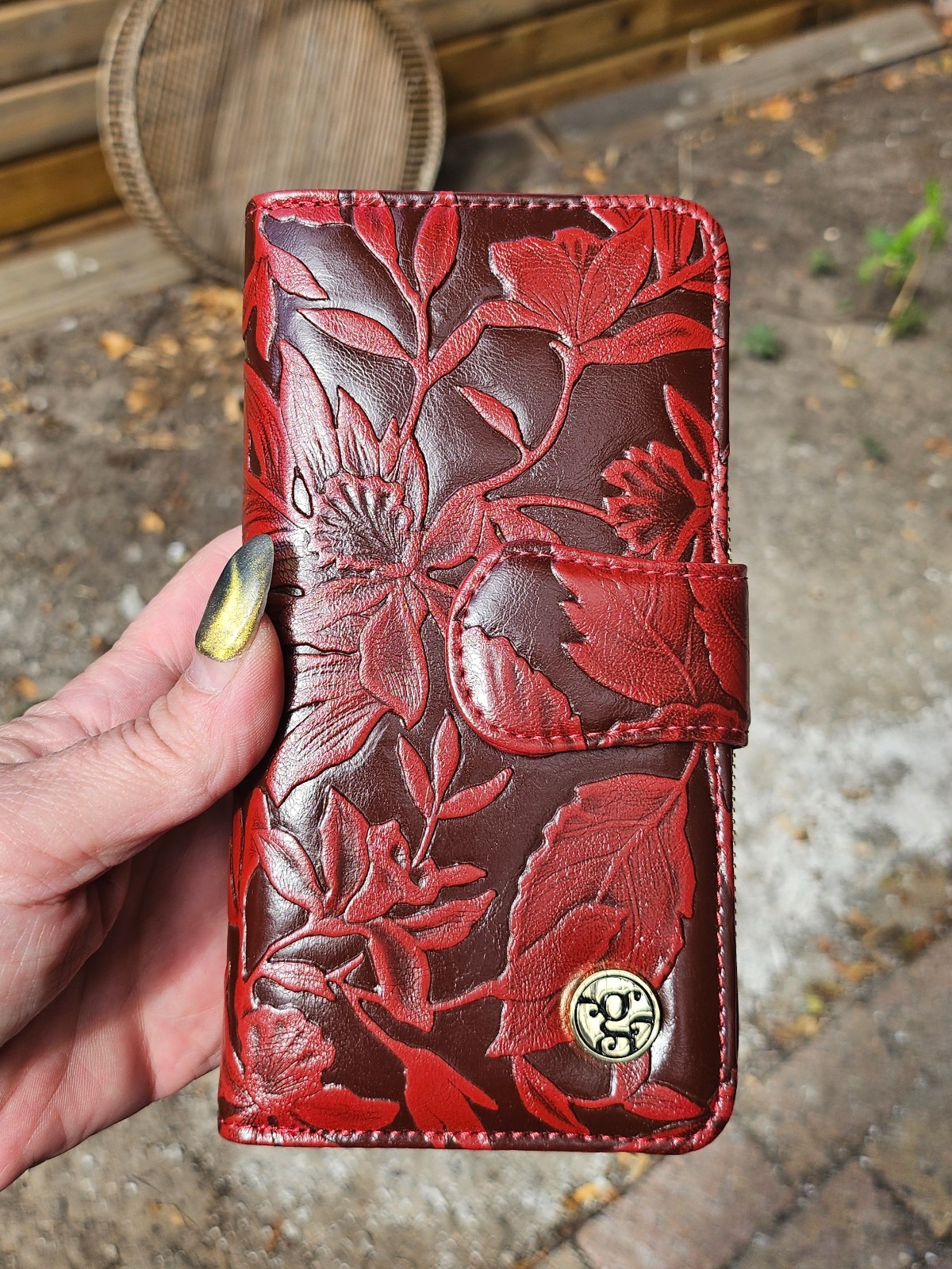 Luxe Gregorio Damesportemonnee van Echt Leer – Bloemenprint, RFID & Geschenkdoos