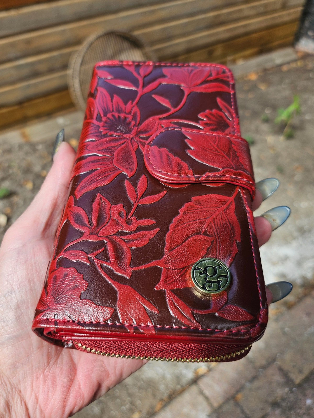Luxe Gregorio Damesportemonnee van Echt Leer – Bloemenprint, RFID & Geschenkdoos