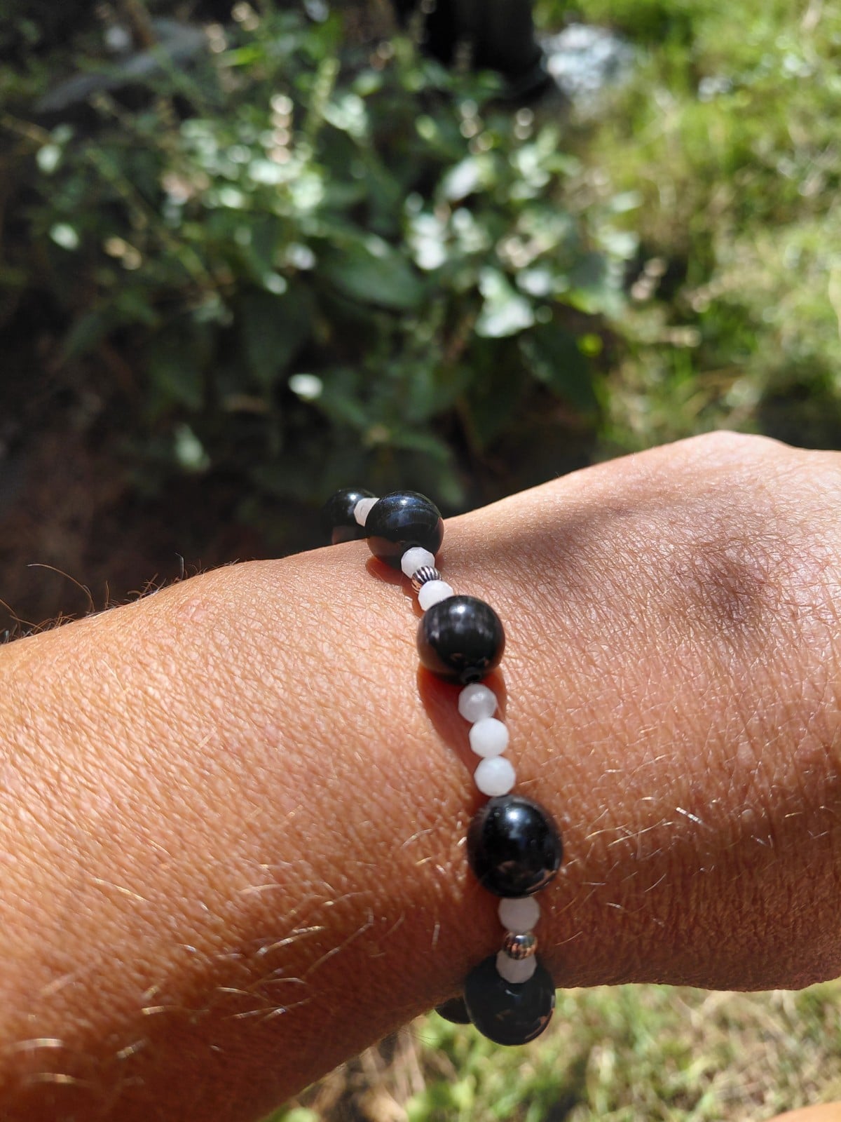 Moonlight: armband met blauwe tijgeroog en maansteen - 146658 Moonlight: armband met blauwe tijgeroog en maansteen