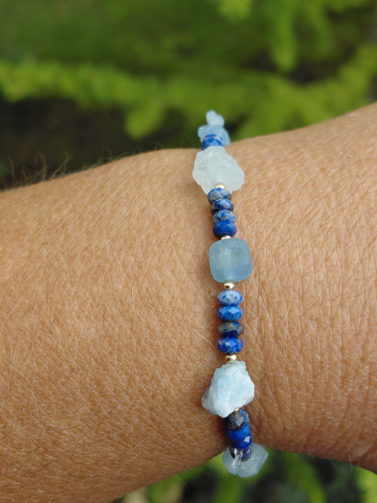 Ocean: armband met ruwe Aquamarijn en Lapis Lazuli - 146410 Ocean: armband met ruwe Aquamarijn en Lapis Lazuli