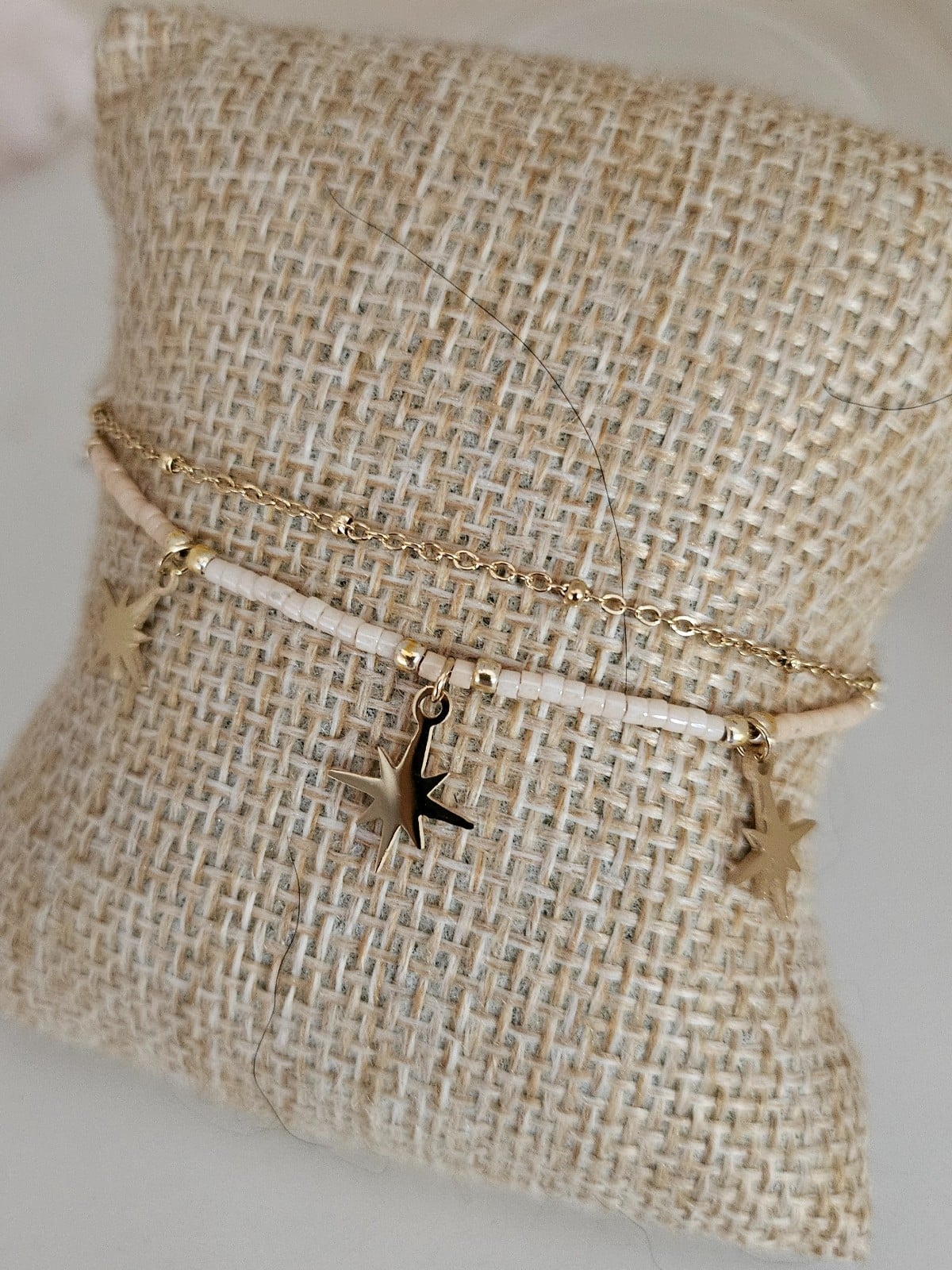RVS Vergulde Dubbele Armband met Sterretjes - 146677 RVS Vergulde Dubbele Armband met Sterretjes