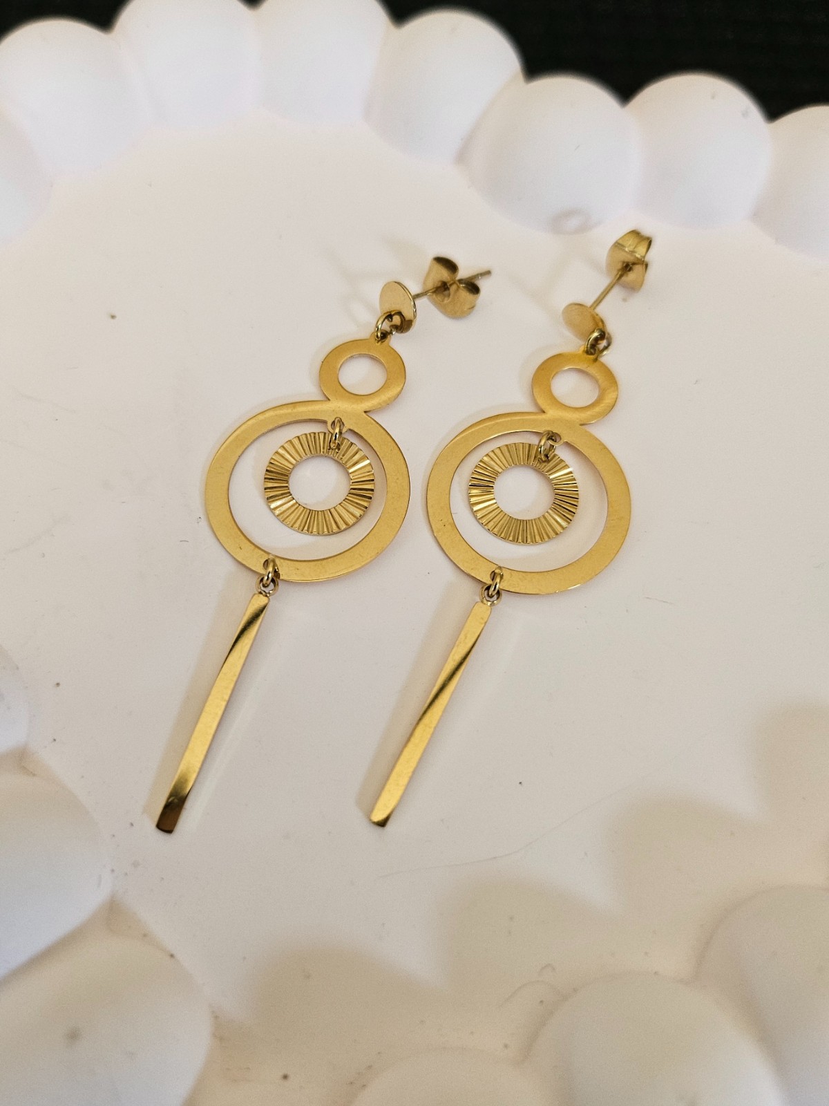 RVS vergulde statement oorbellen – 5 cm