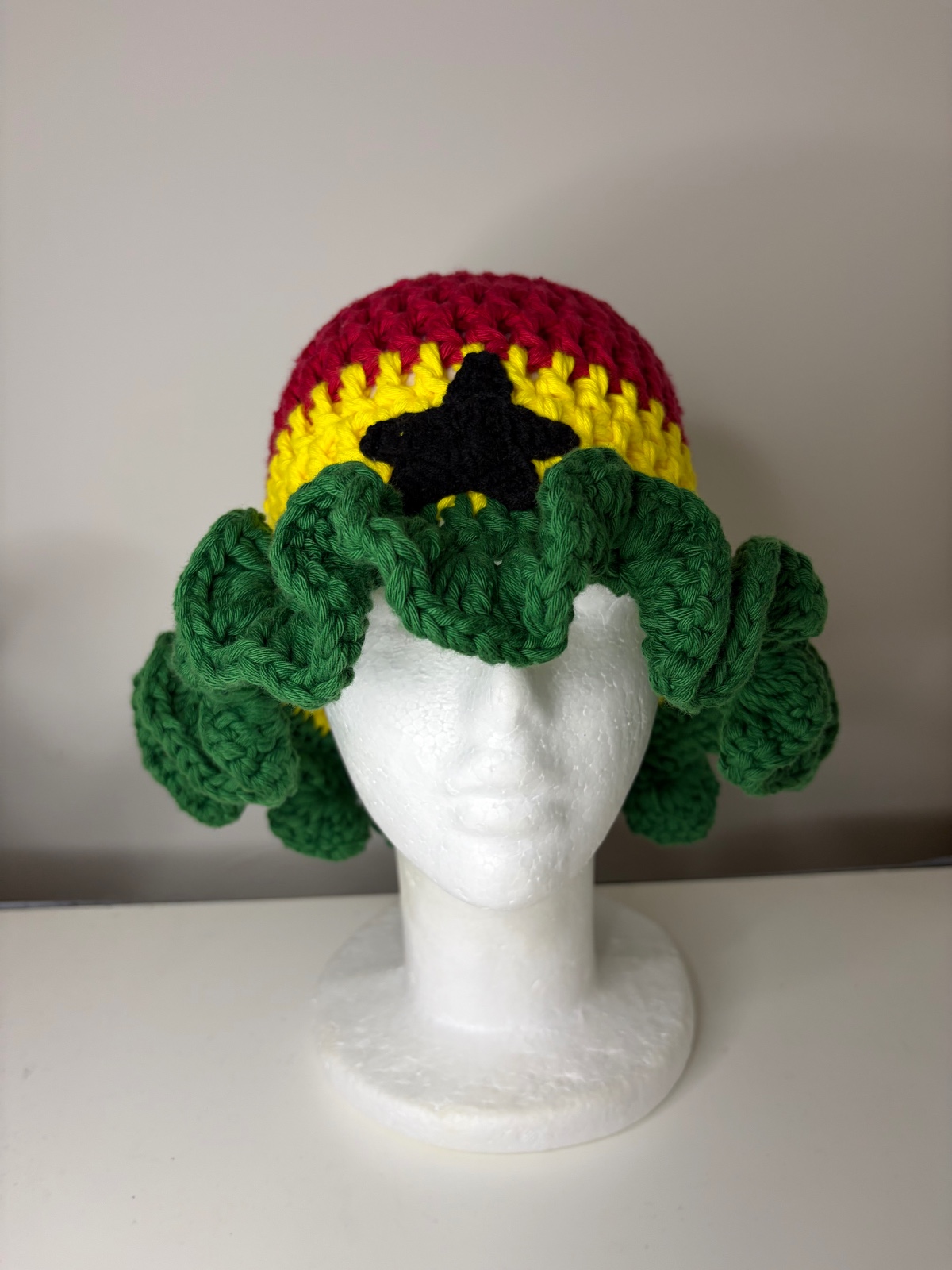 Ghana flag ruffel Crochet bucket hat