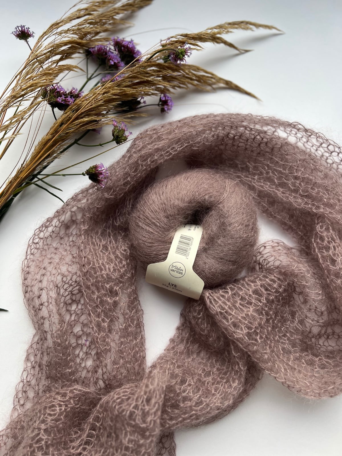 Handgebreide zijden mohair sjaal – taupe - 150558 Handgebreide zijden mohair sjaal – taupe