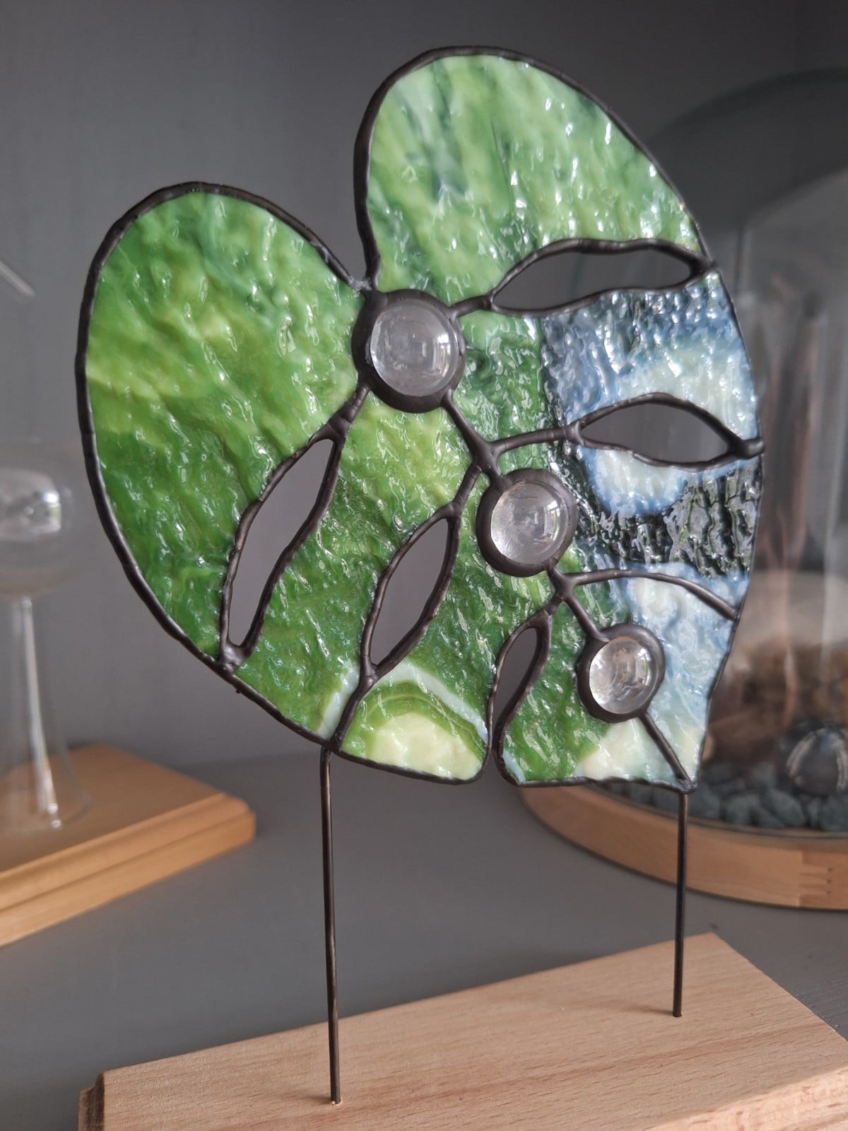 Monstera blad glas in lood - 149715 Handgemaakt monstera blad glas in lood