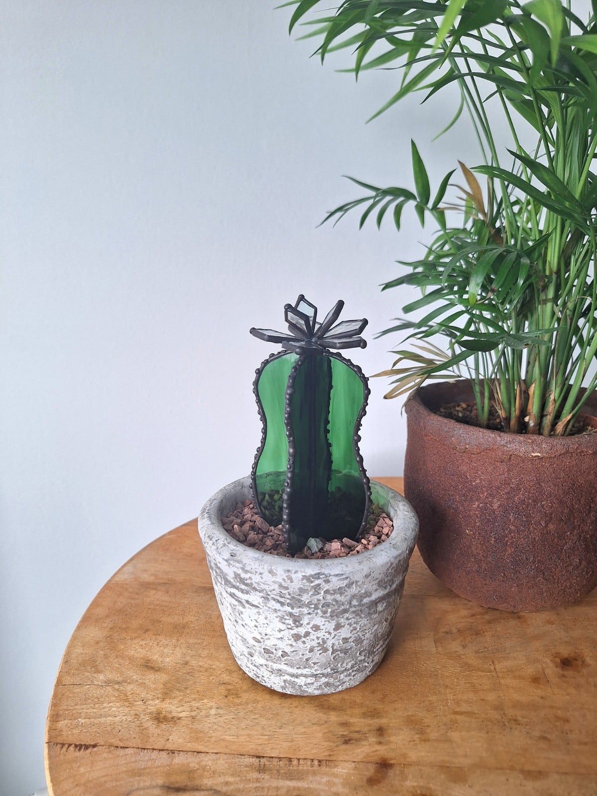 Unieke glas in lood cactus met bloem - 150149 Unieke glas in lood cactus met bloem