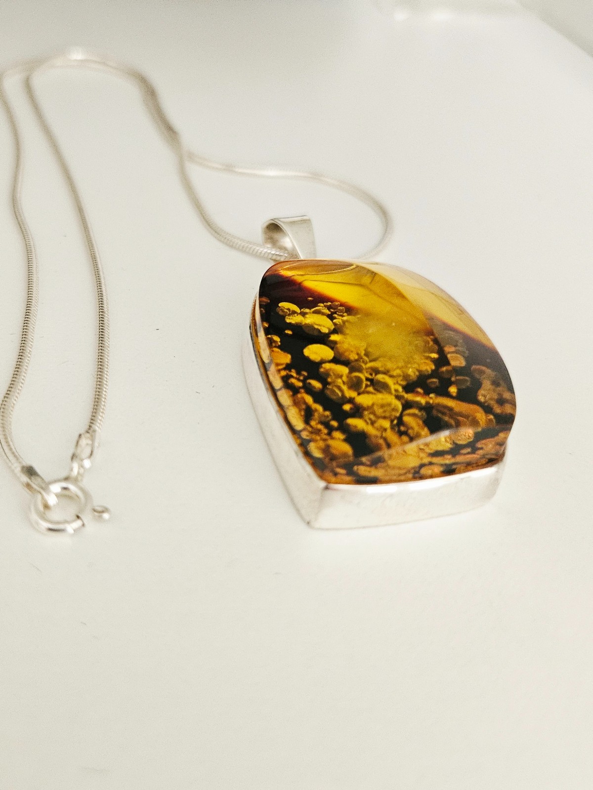 ✨ Zilveren 925 Ketting met Baltische Amber – Uniek Sieraad - 148047 ✨ Zilveren 925 Ketting met Baltische Amber – Uniek Sieraad