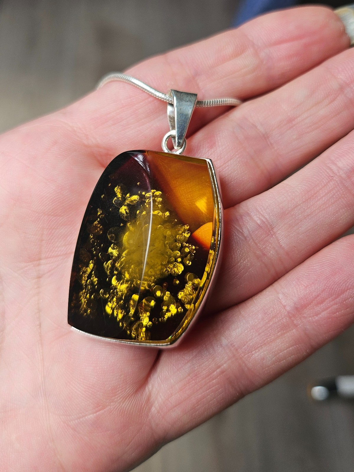 ✨ Zilveren 925 Ketting met Baltische Amber – Uniek Sieraad - 148048 ✨ Zilveren 925 Ketting met Baltische Amber – Uniek Sieraad