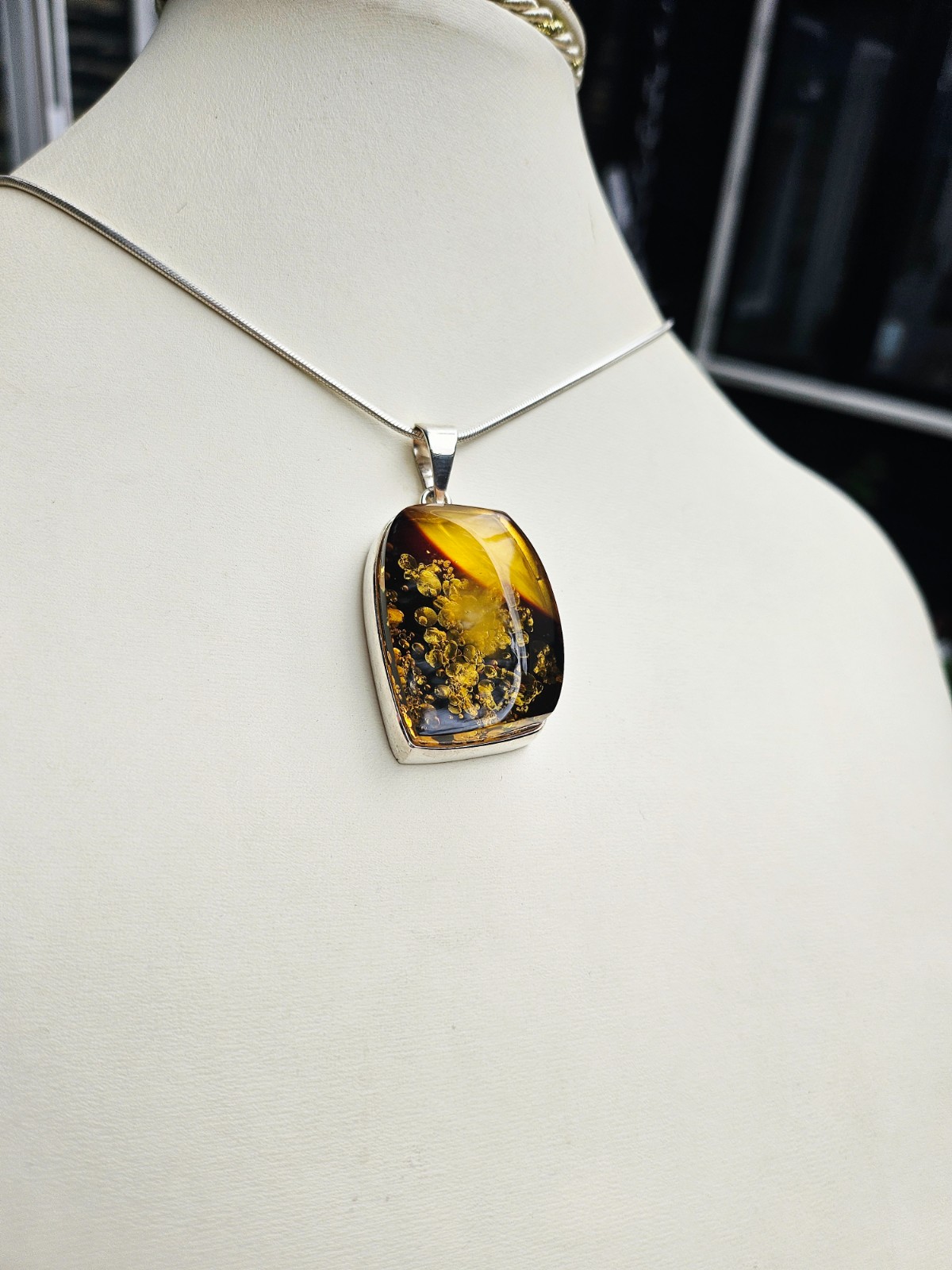 ✨ Zilveren 925 Ketting met Baltische Amber – Uniek Sieraad - 148053 ✨ Zilveren 925 Ketting met Baltische Amber – Uniek Sieraad