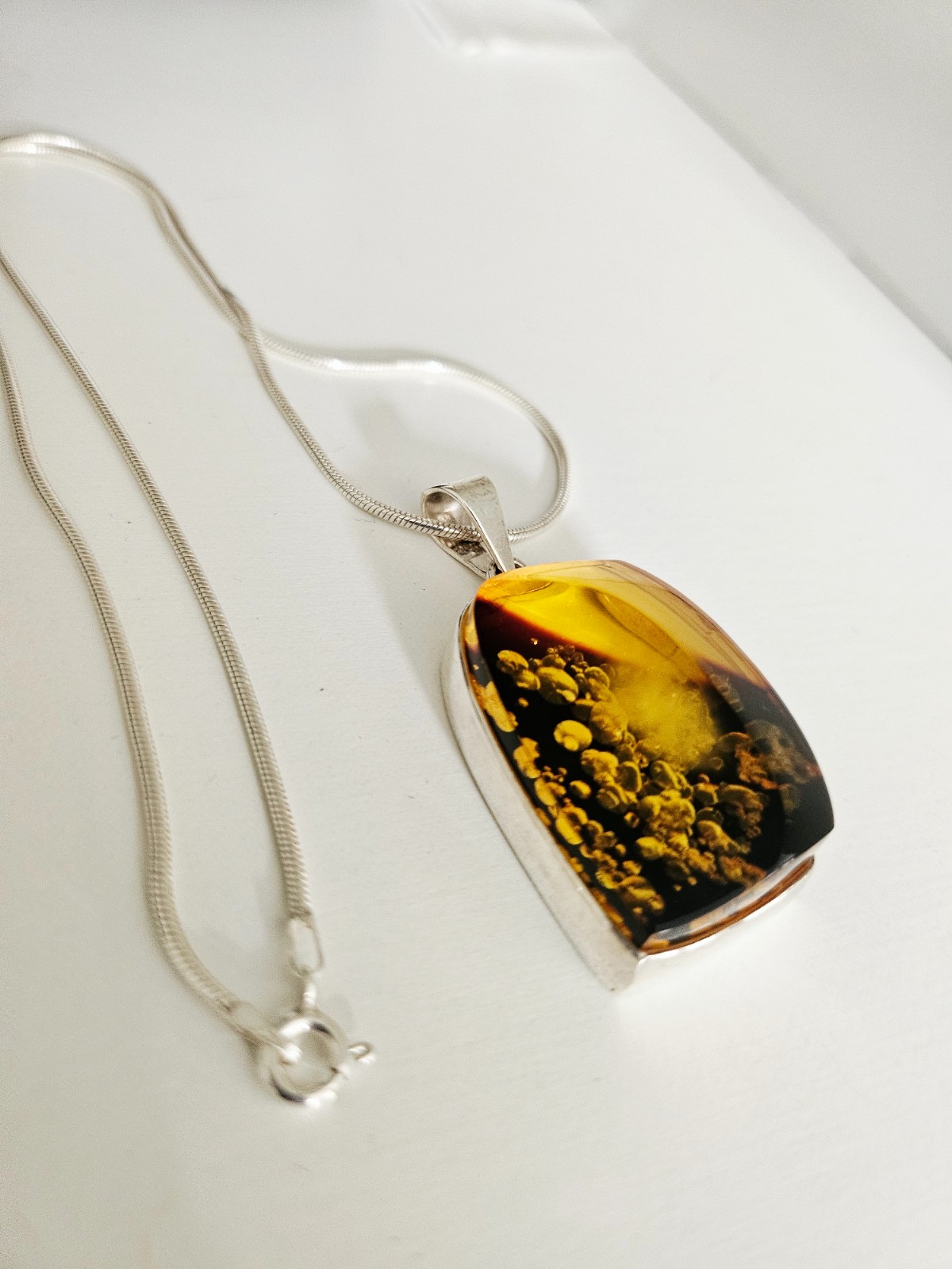 ✨ Zilveren 925 Ketting met Baltische Amber – Uniek Sieraad - 148054 ✨ Zilveren 925 Ketting met Baltische Amber – Uniek Sieraad