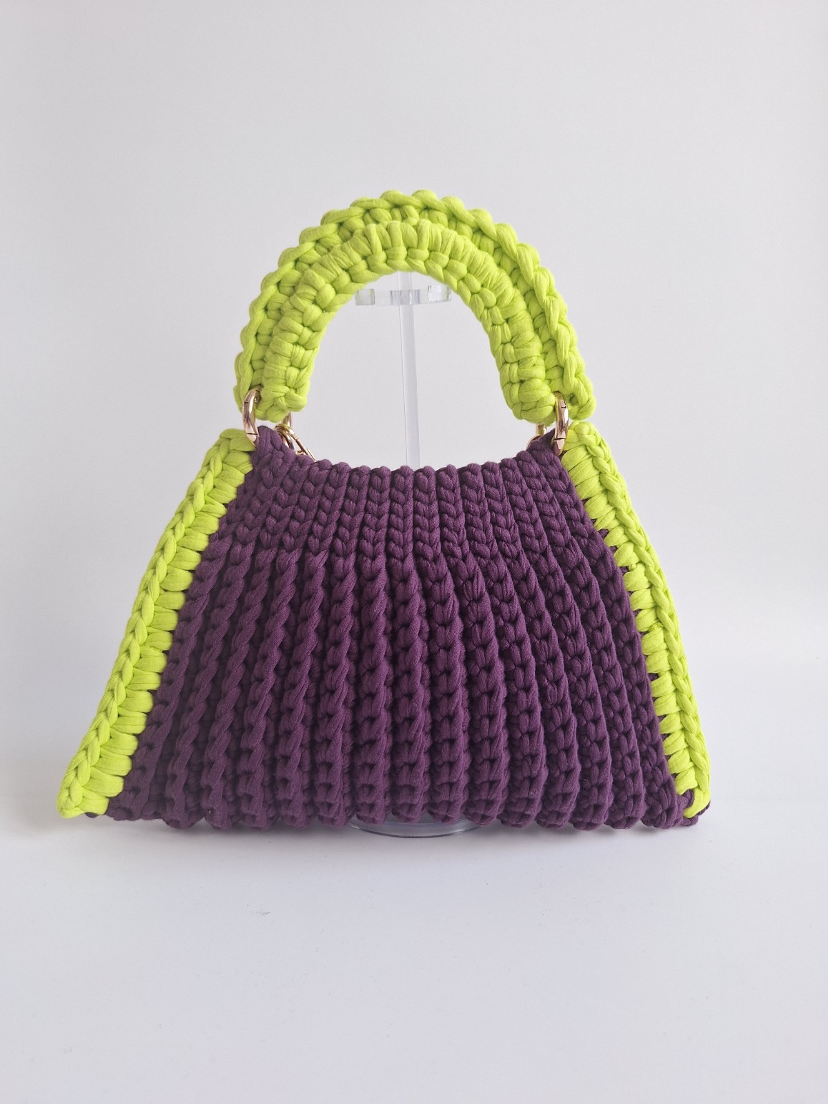 Gehaakte tas Shelly | Paars en neon groen