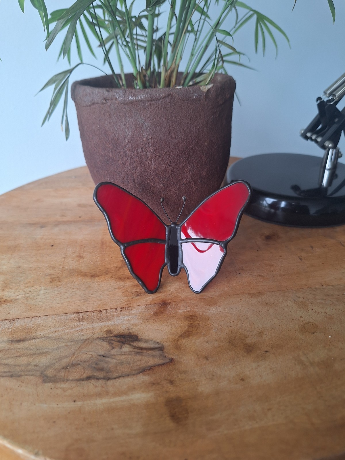Glas in lood vlinder - rood - 152900 Glas in lood vlinder - rood